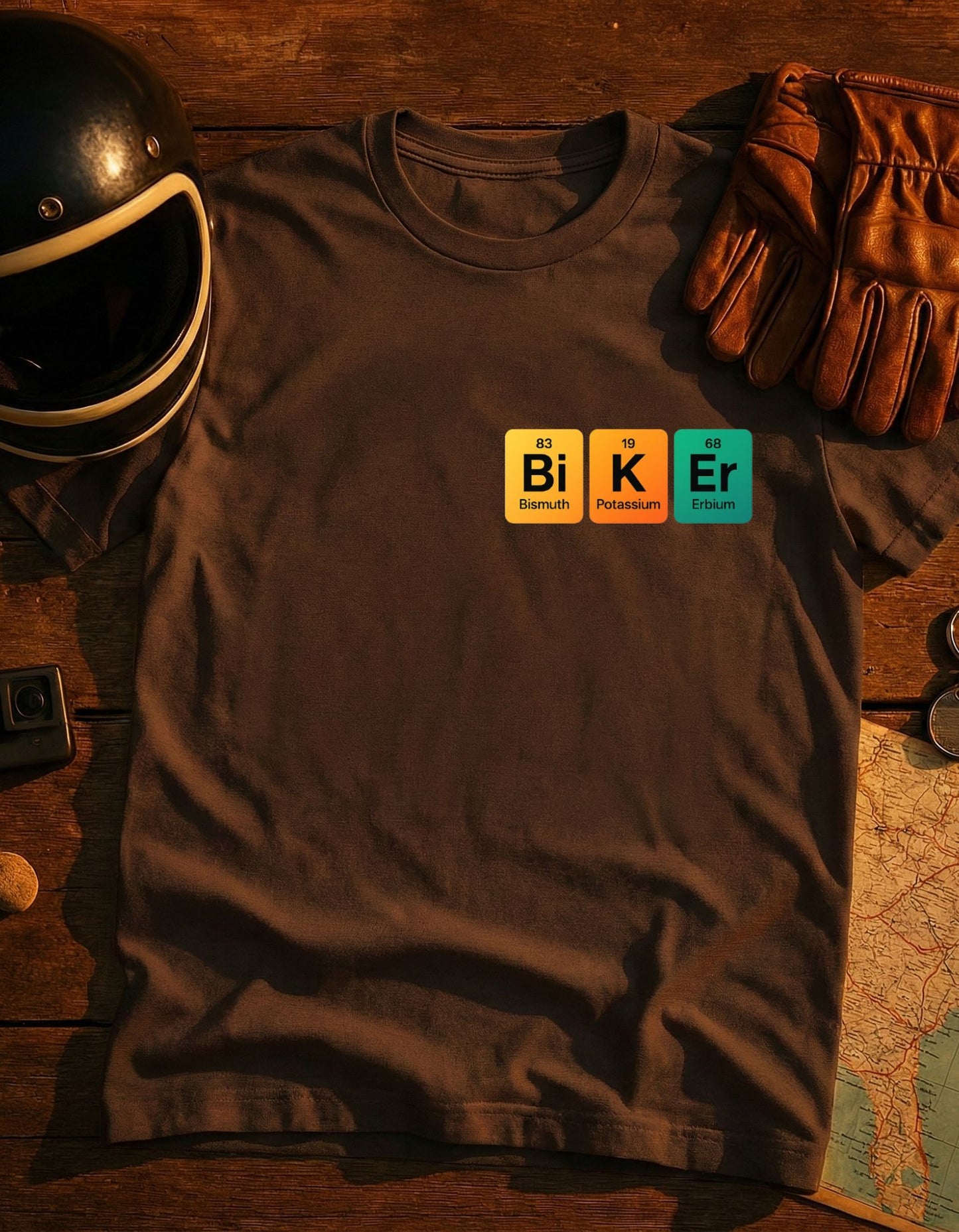 Biker Periodic Table T-Shirt – Minimal Motorcycle Rider Tee