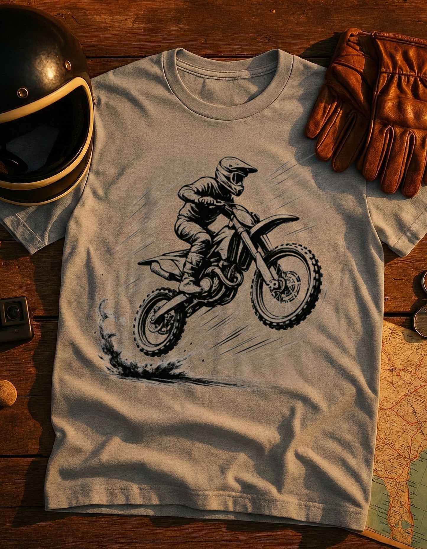 Motocross Dirt Bike Rider T-Shirt — Sketch Jump Graphic Tee