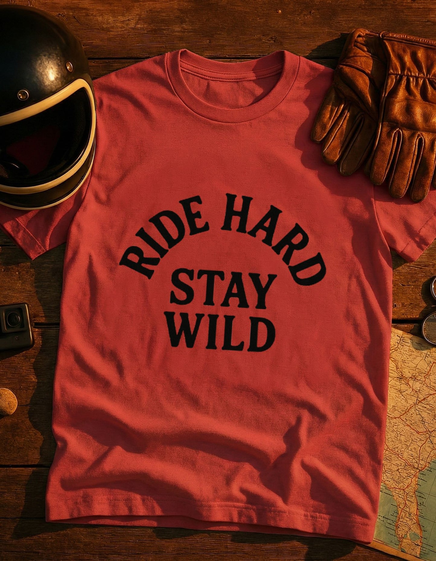 Ride Hard Stay Wild T-Shirt — Vintage Motorcycle Adventure Tee