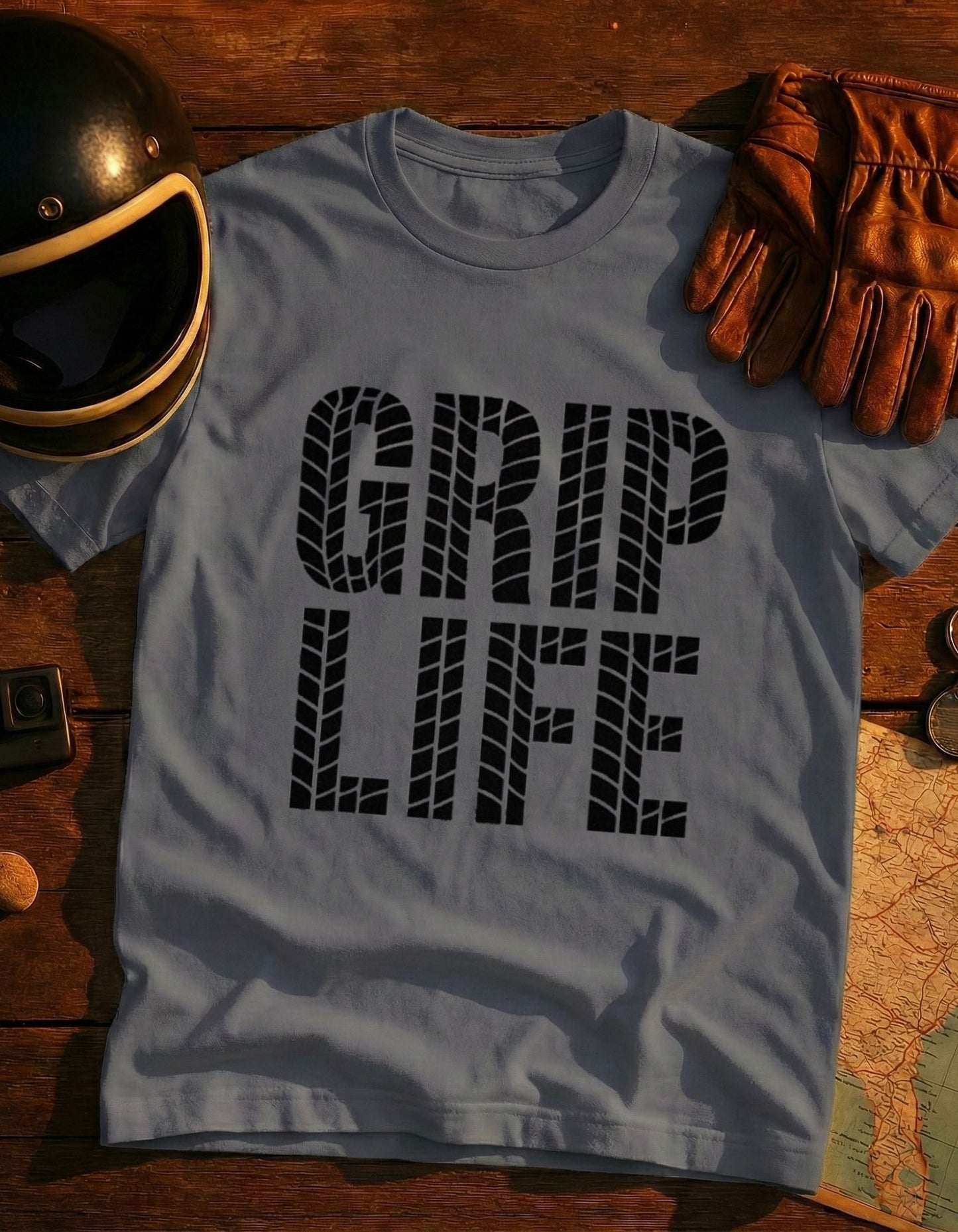 Grip Life T-Shirt — Tire Track Graphic Tee for Motorsport Fans