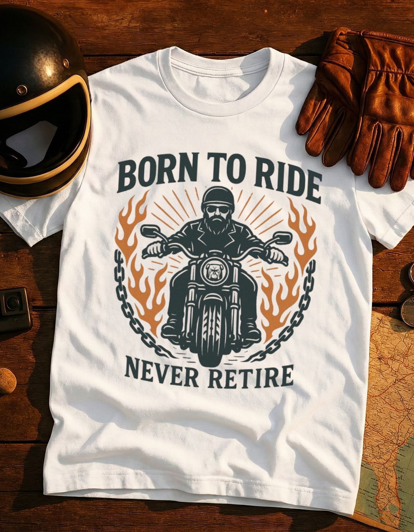 Born to Ride Never Retire Motorcycle T-Shirt