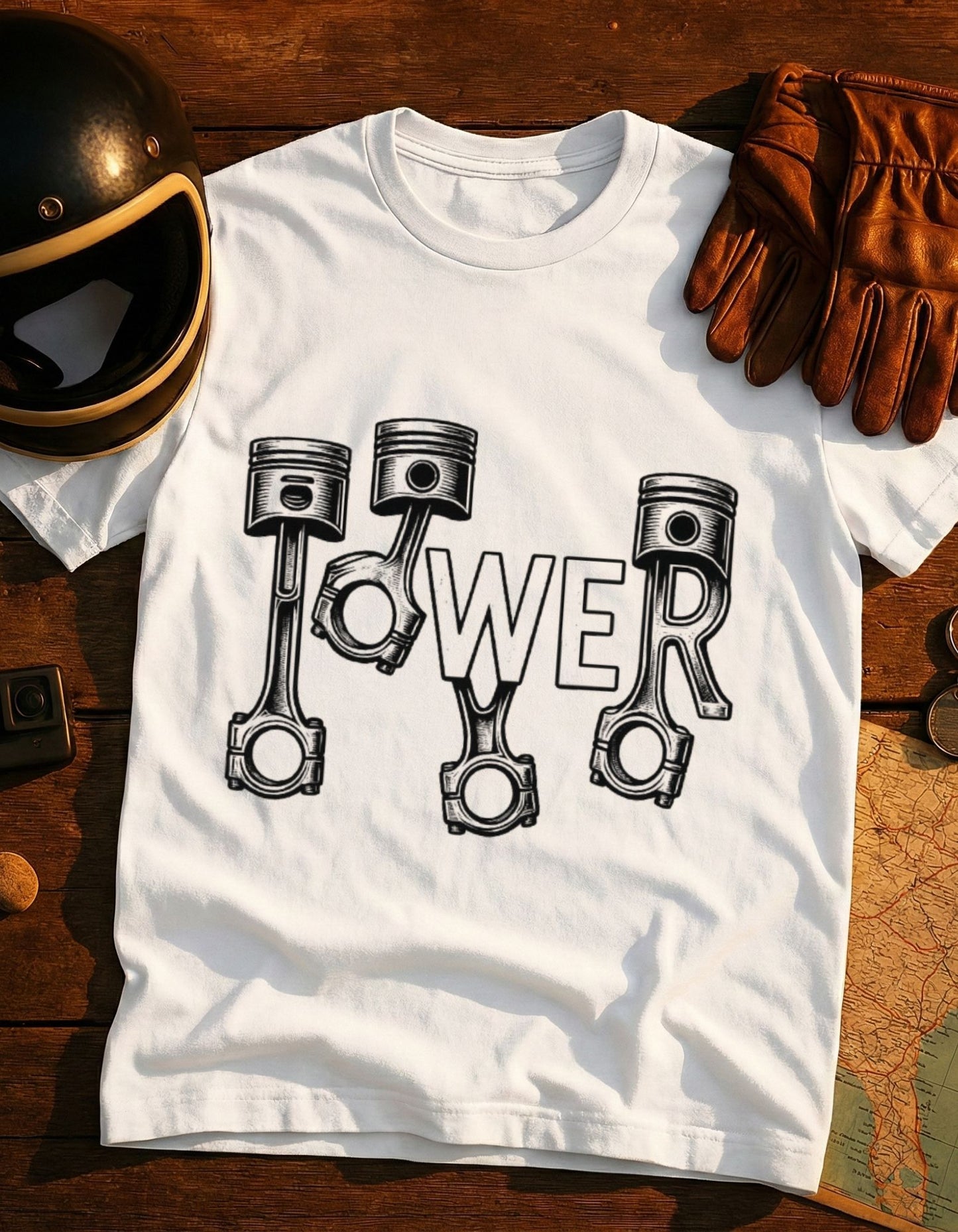 Engine Piston 'Power' Tee — Mechanical Auto Enthusiast T-Shirt