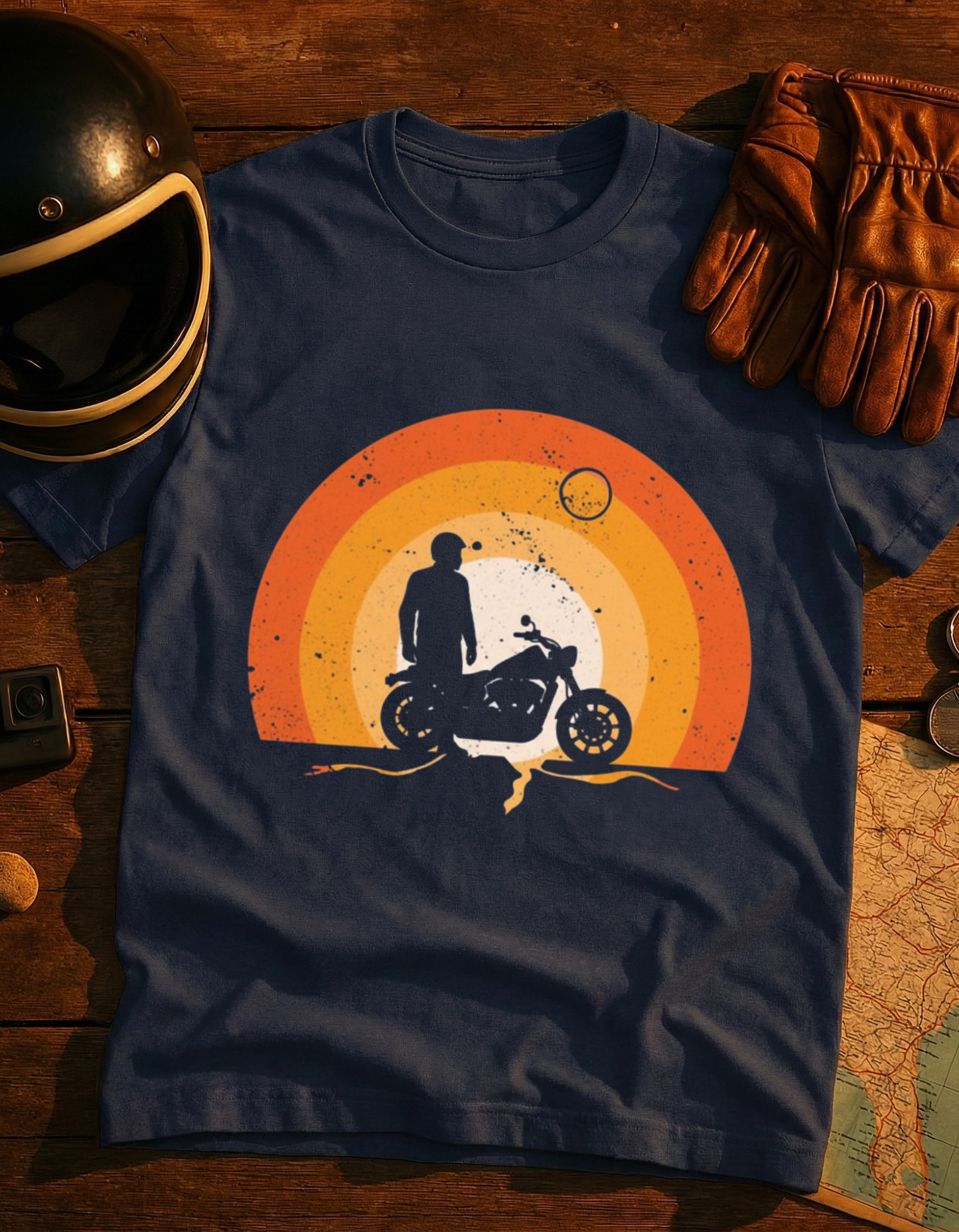 Motorcycle Sunset T-Shirt — Vintage Rider Graphic Tee