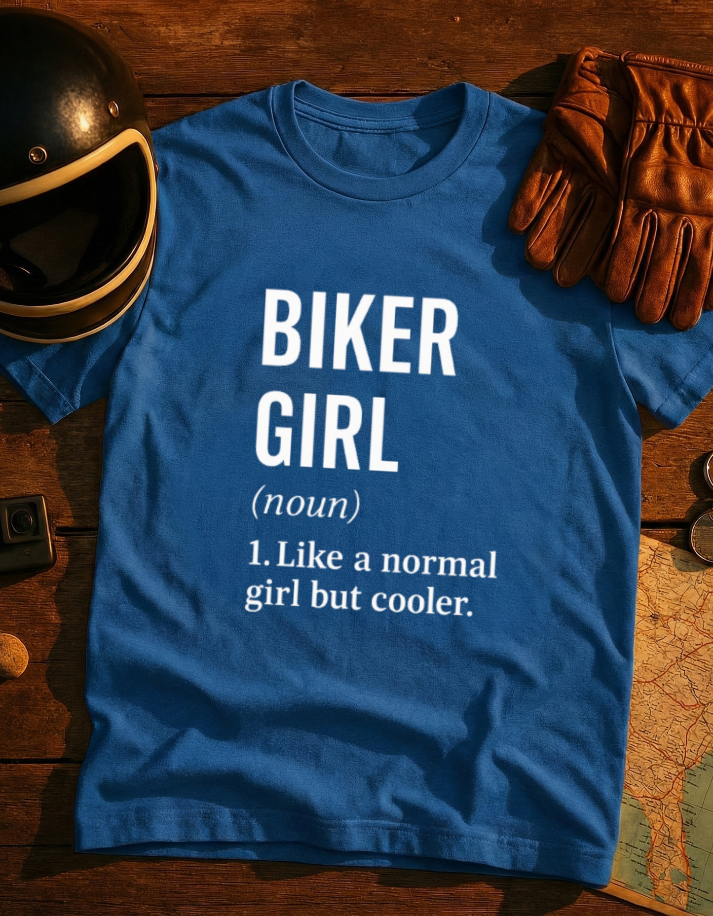 Biker Girl T-Shirt — “Biker Girl (noun) 1. Like a normal girl but cooler.” Graphic Tee for Women Riders