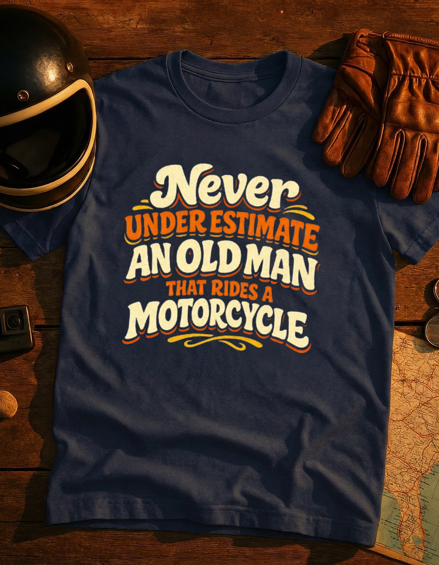 Never Underestimate An Old Man That Rides A Motorcycle T-Shirt - Dark