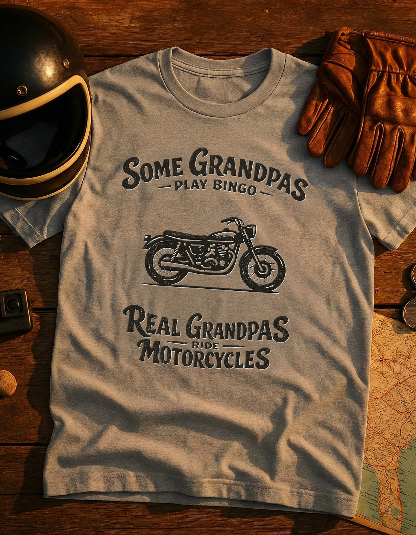 Grandpa Motorcycle T-Shirt – “Some Grandpas Play Bingo, Real Grandpas Ride Motorcycles” Vintage Bike Tee