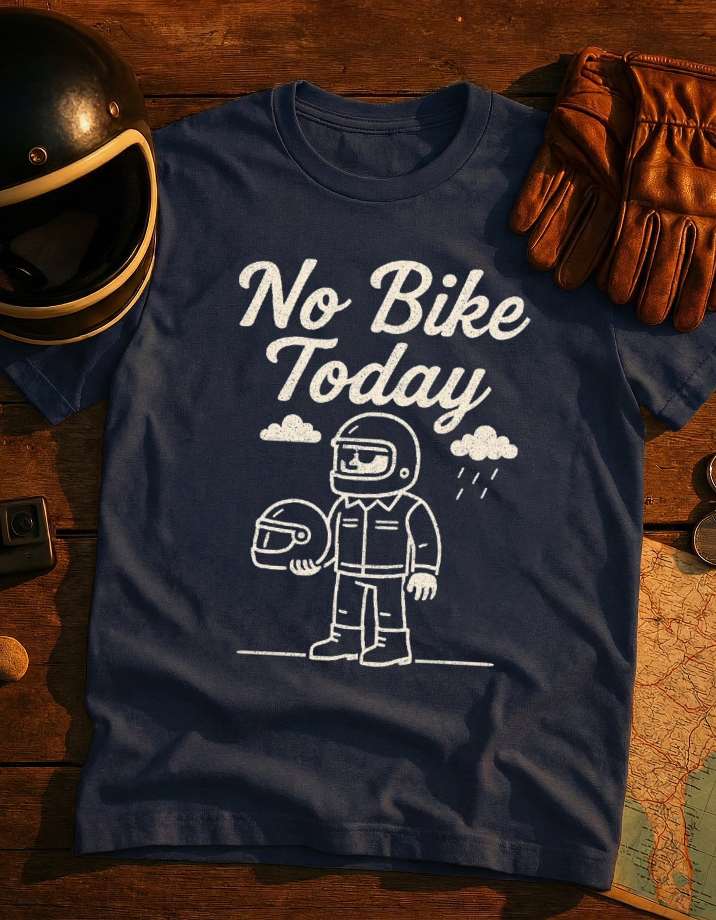 No Bike Today T-Shirt — Funny Rainy Day Motorcycle Rider Tee