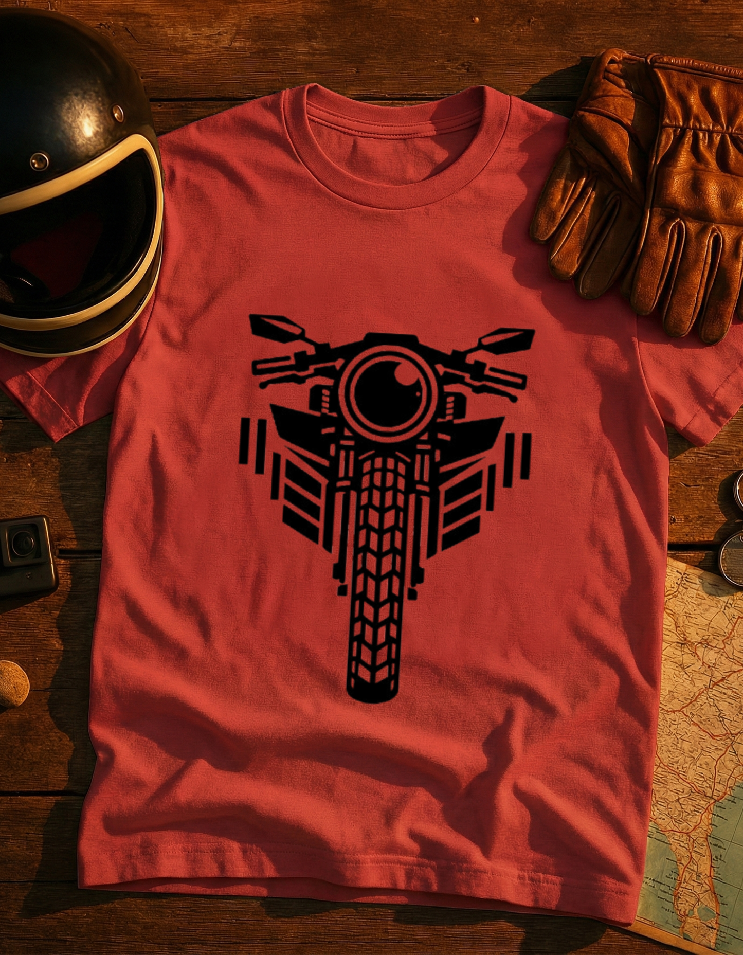 Motorcycle Front View T-Shirt — Minimalist Biker Graphic Tee