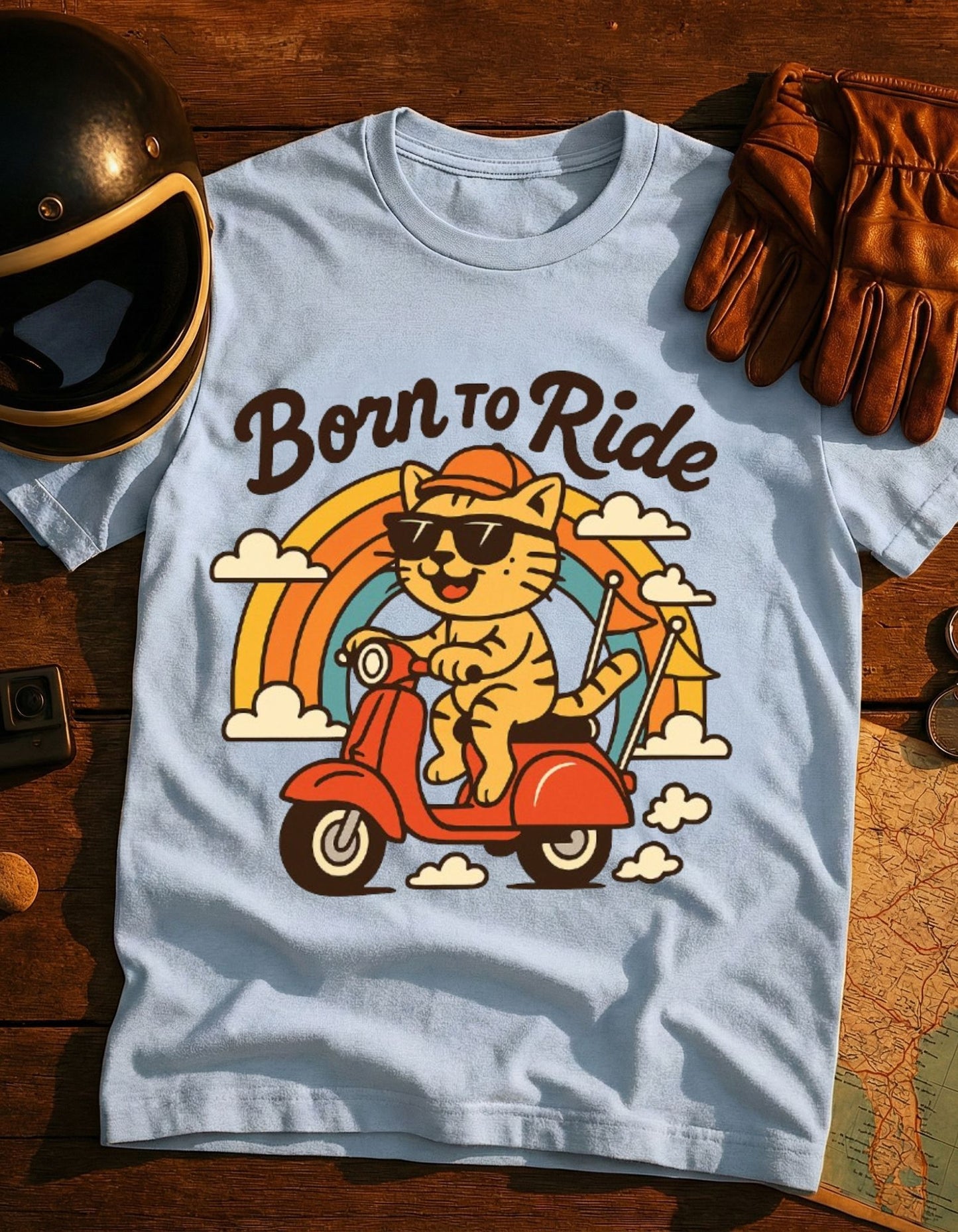 Born to Ride Cat Scooter T-Shirt