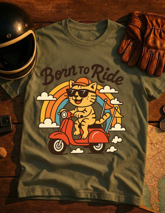 Born to Ride Cat Scooter T-Shirt