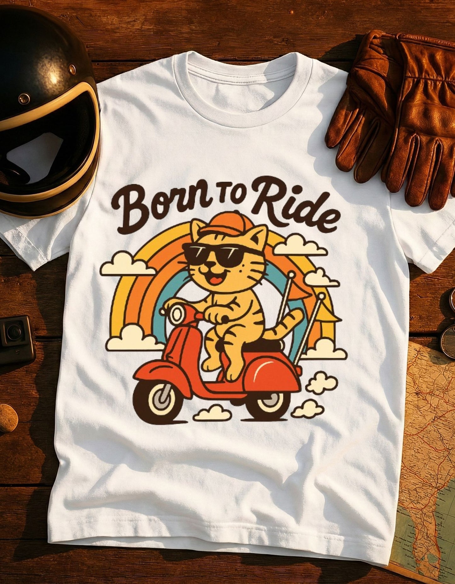 Born to Ride Cat Scooter T-Shirt