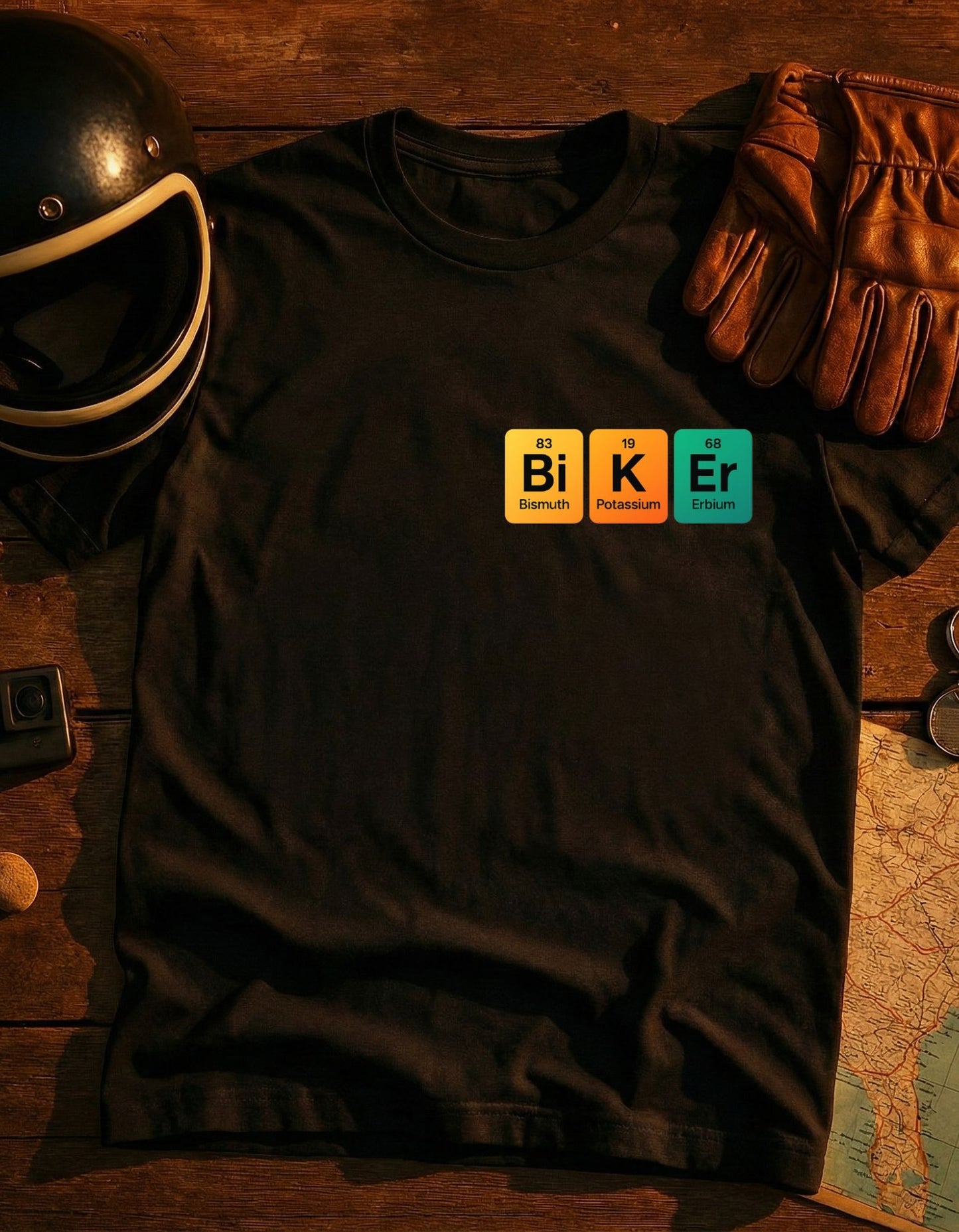 Biker Periodic Table T-Shirt – Minimal Motorcycle Rider Tee