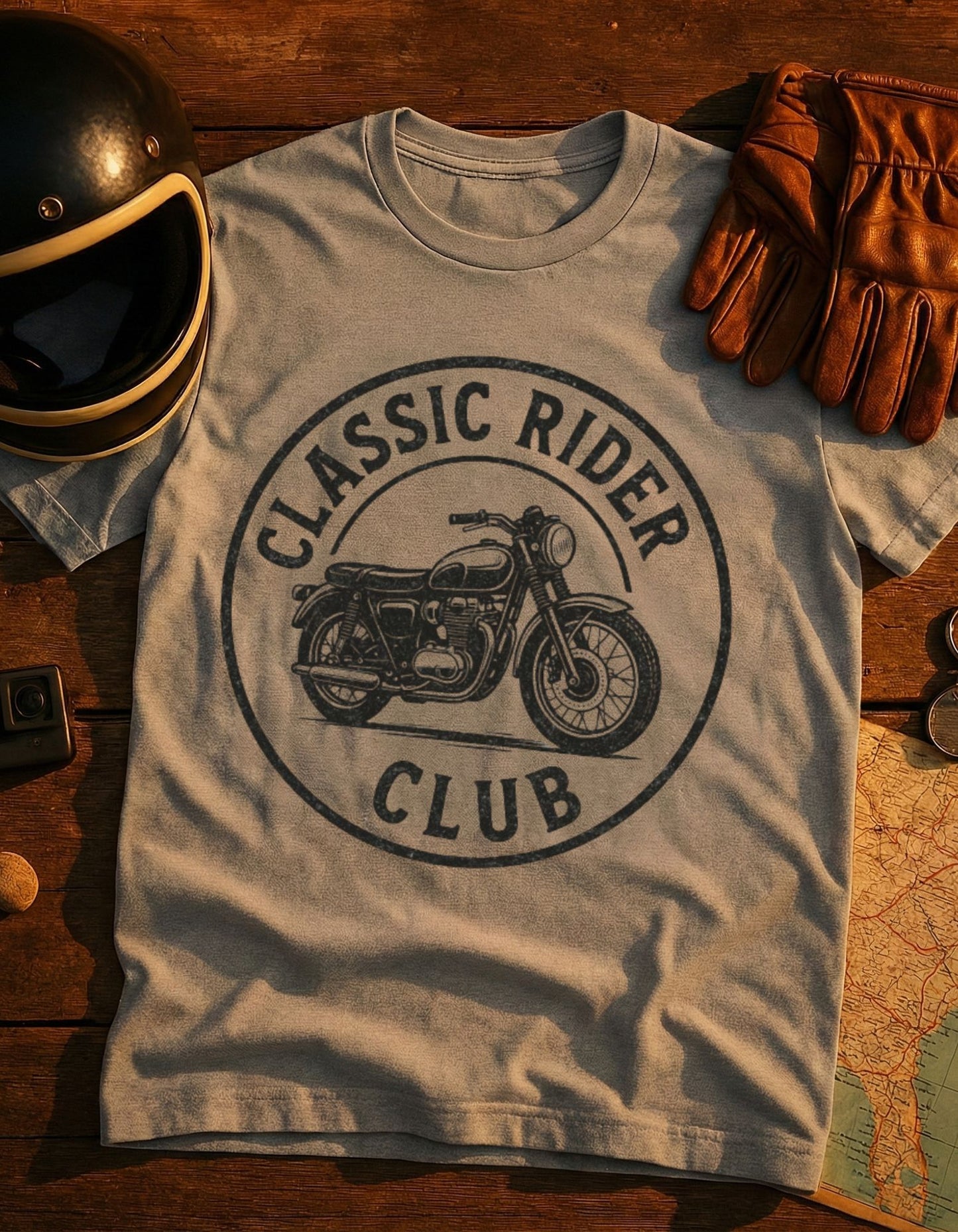 Classic Rider Club T-Shirt — Vintage Motorcycle Graphic Tee