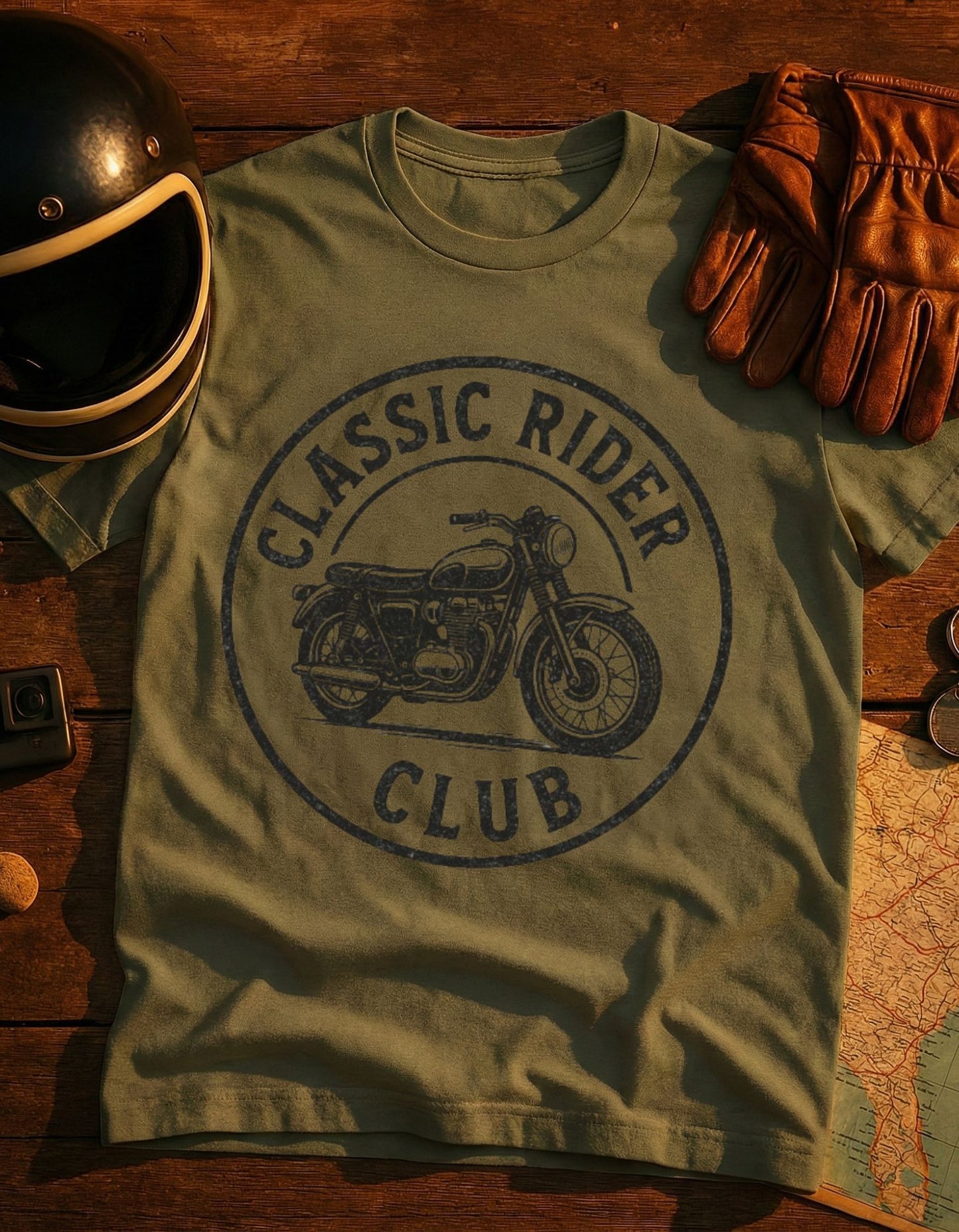 Classic Rider Club T-Shirt — Vintage Motorcycle Graphic Tee