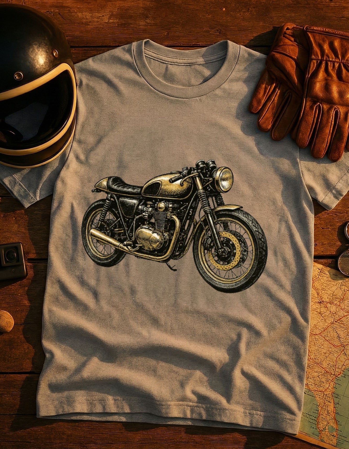 Vintage Cafe Racer Motorcycle T-Shirt — Retro Biker Tee
