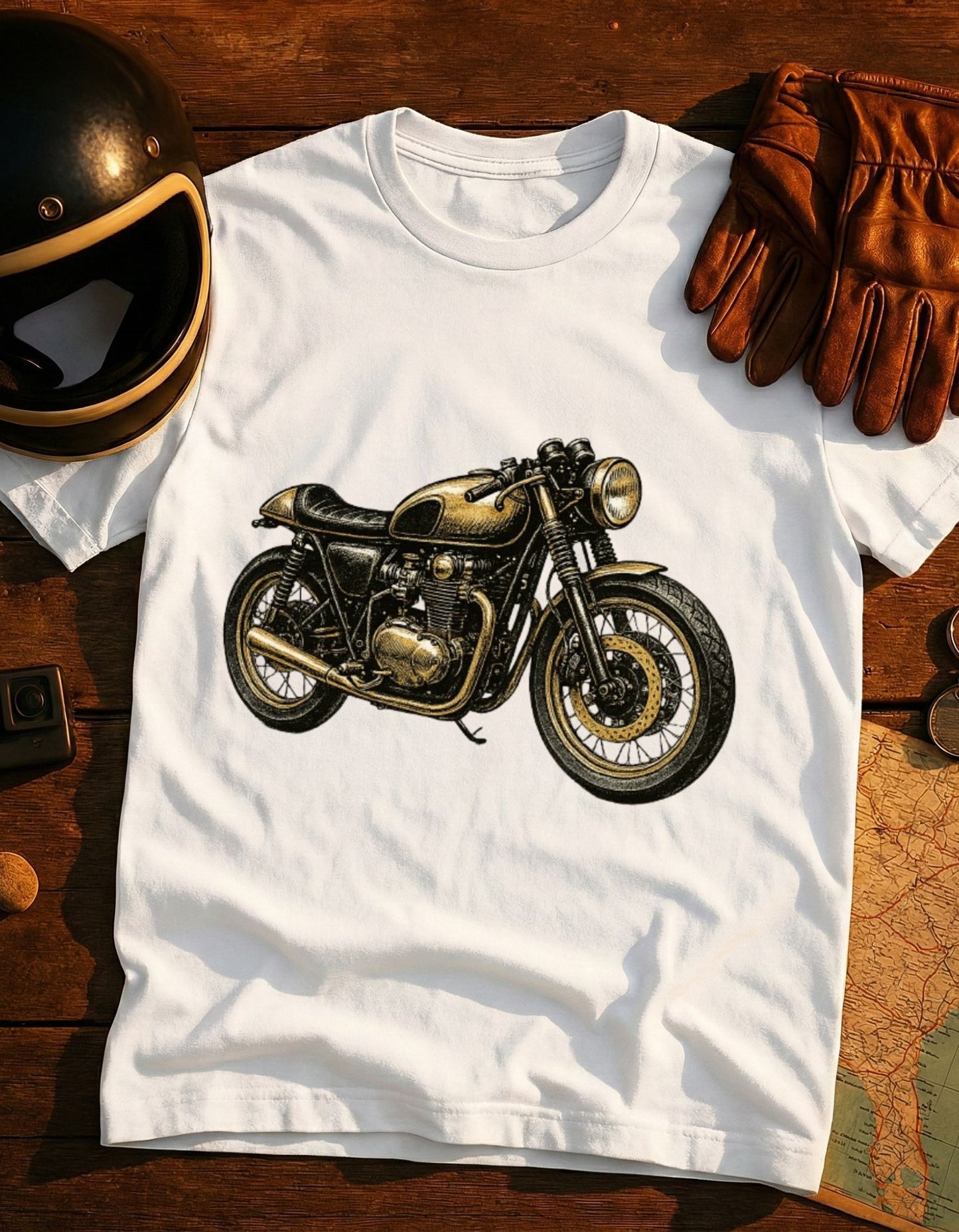 Vintage Cafe Racer Motorcycle T-Shirt — Retro Biker Tee