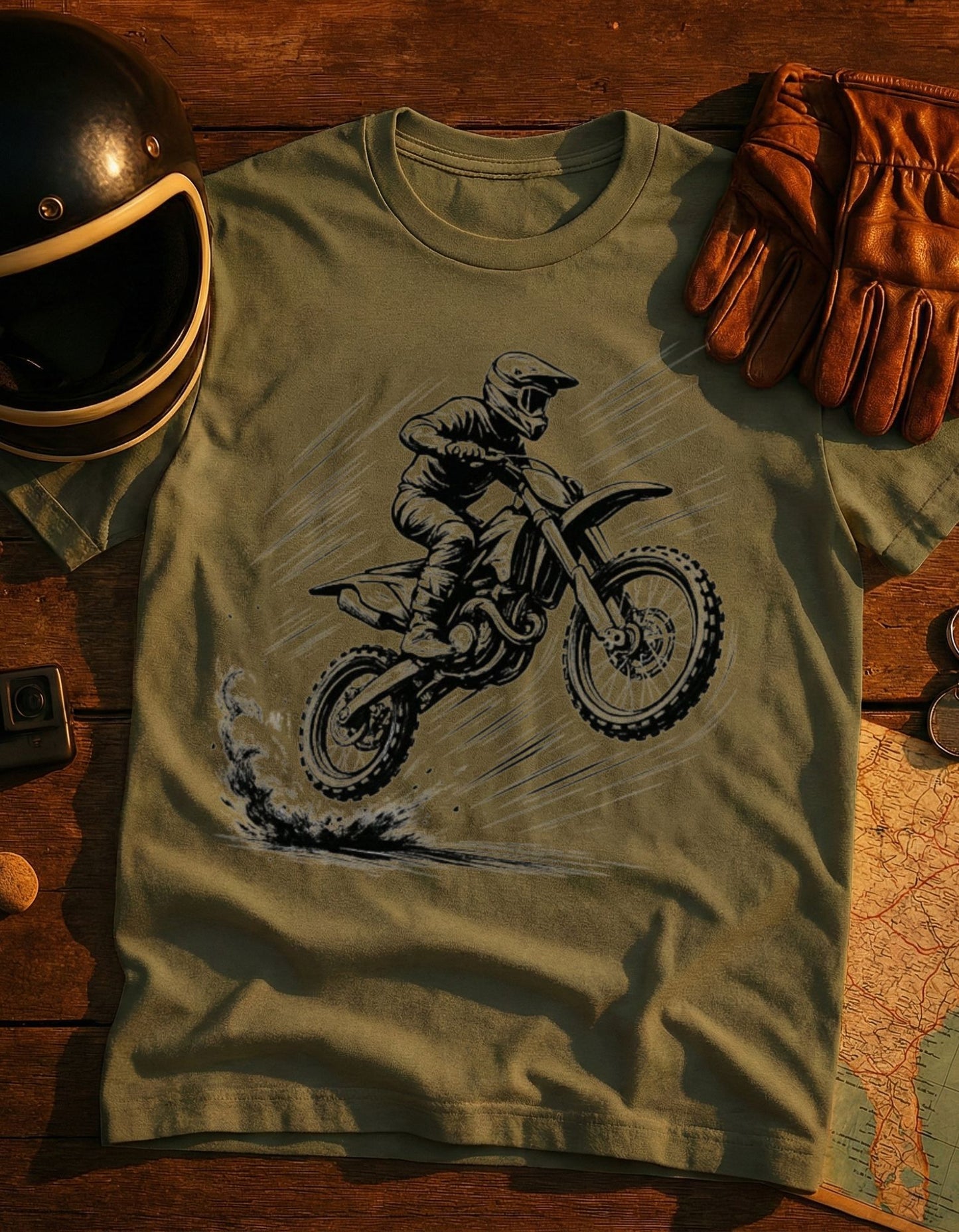 Motocross Dirt Bike Rider T-Shirt — Sketch Jump Graphic Tee