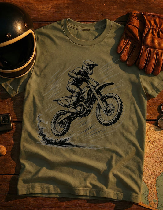 Motocross Dirt Bike Rider T-Shirt — Sketch Jump Graphic Tee