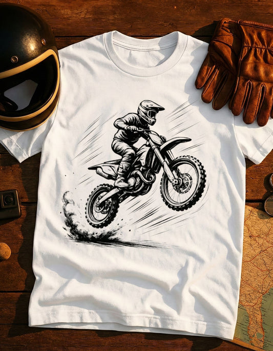 Motocross Dirt Bike Rider T-Shirt — Sketch Jump Graphic Tee