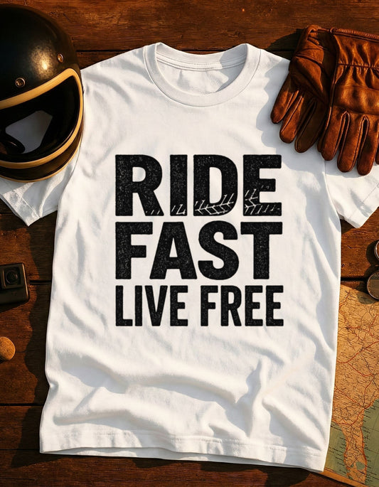 Ride Fast Live Free T-Shirt — Vintage Motorcycle Biker Tee