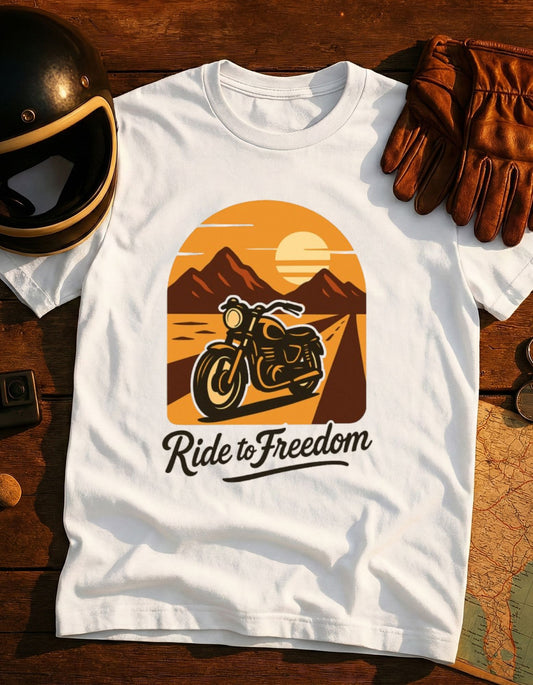 Ride to Freedom Motorcycle T-Shirt – Vintage Sunset Biker Tee