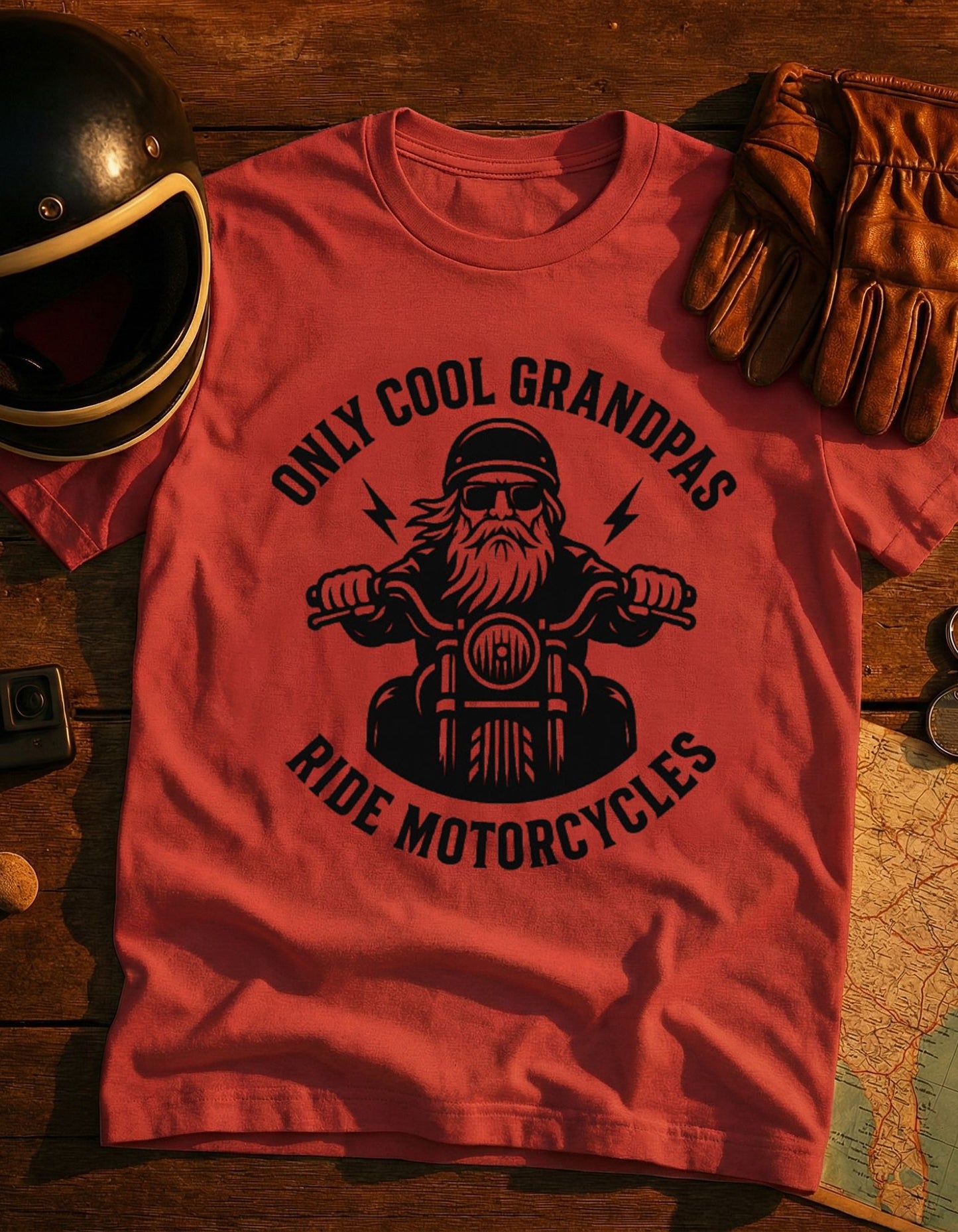 Motorcycle Grandpa T‑Shirt — "Only Cool Grandpas Ride Motorcycles" Vintage Biker Tee