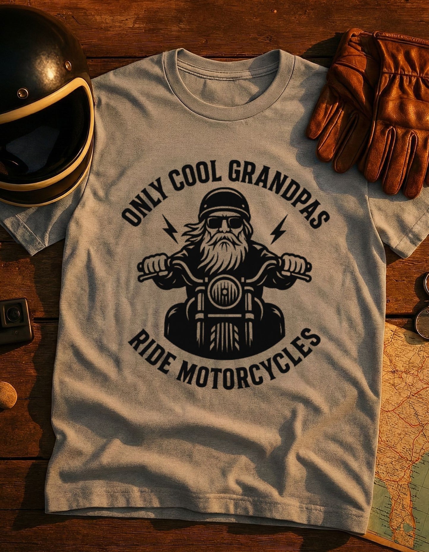 Motorcycle Grandpa T‑Shirt — "Only Cool Grandpas Ride Motorcycles" Vintage Biker Tee