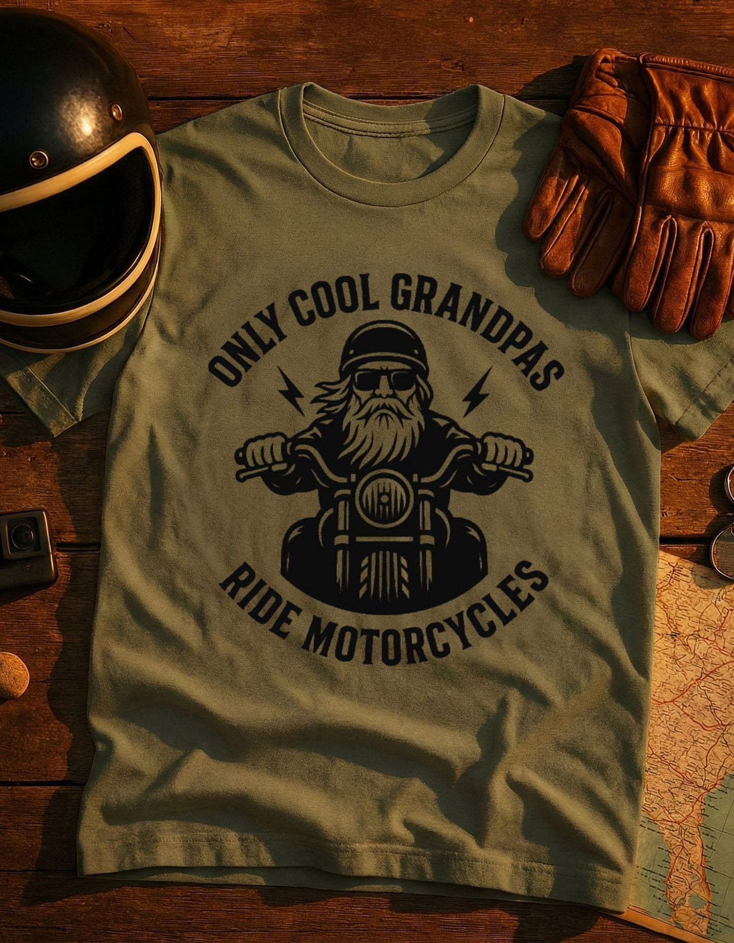 Motorcycle Grandpa T‑Shirt — "Only Cool Grandpas Ride Motorcycles" Vintage Biker Tee