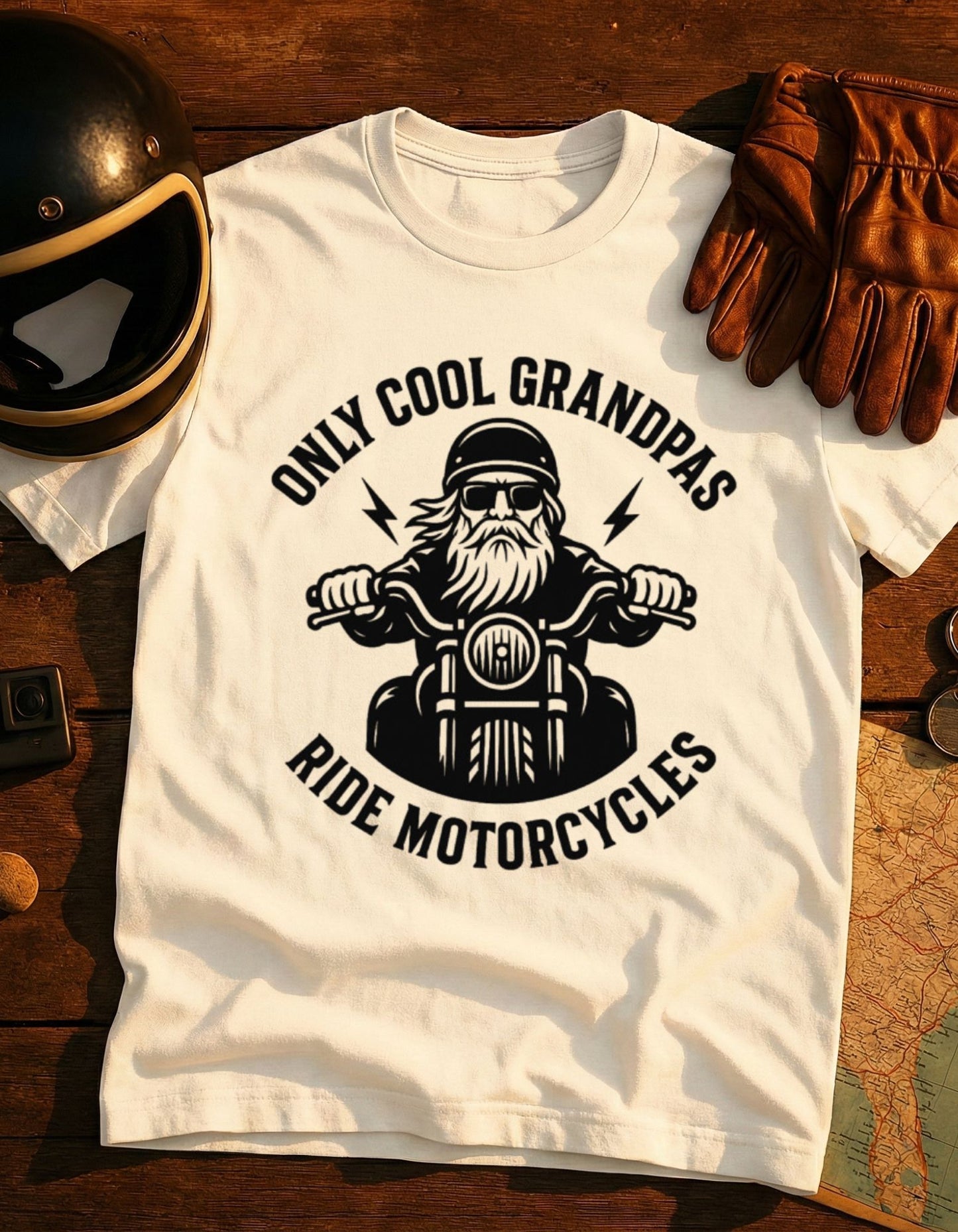 Motorcycle Grandpa T‑Shirt — "Only Cool Grandpas Ride Motorcycles" Vintage Biker Tee