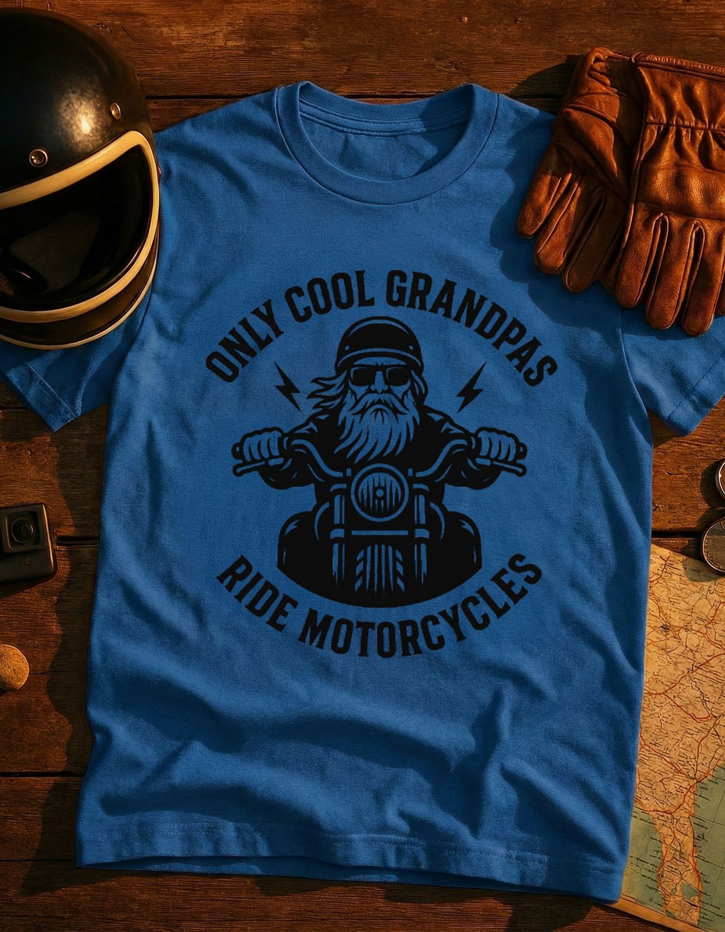 Motorcycle Grandpa T‑Shirt — "Only Cool Grandpas Ride Motorcycles" Vintage Biker Tee