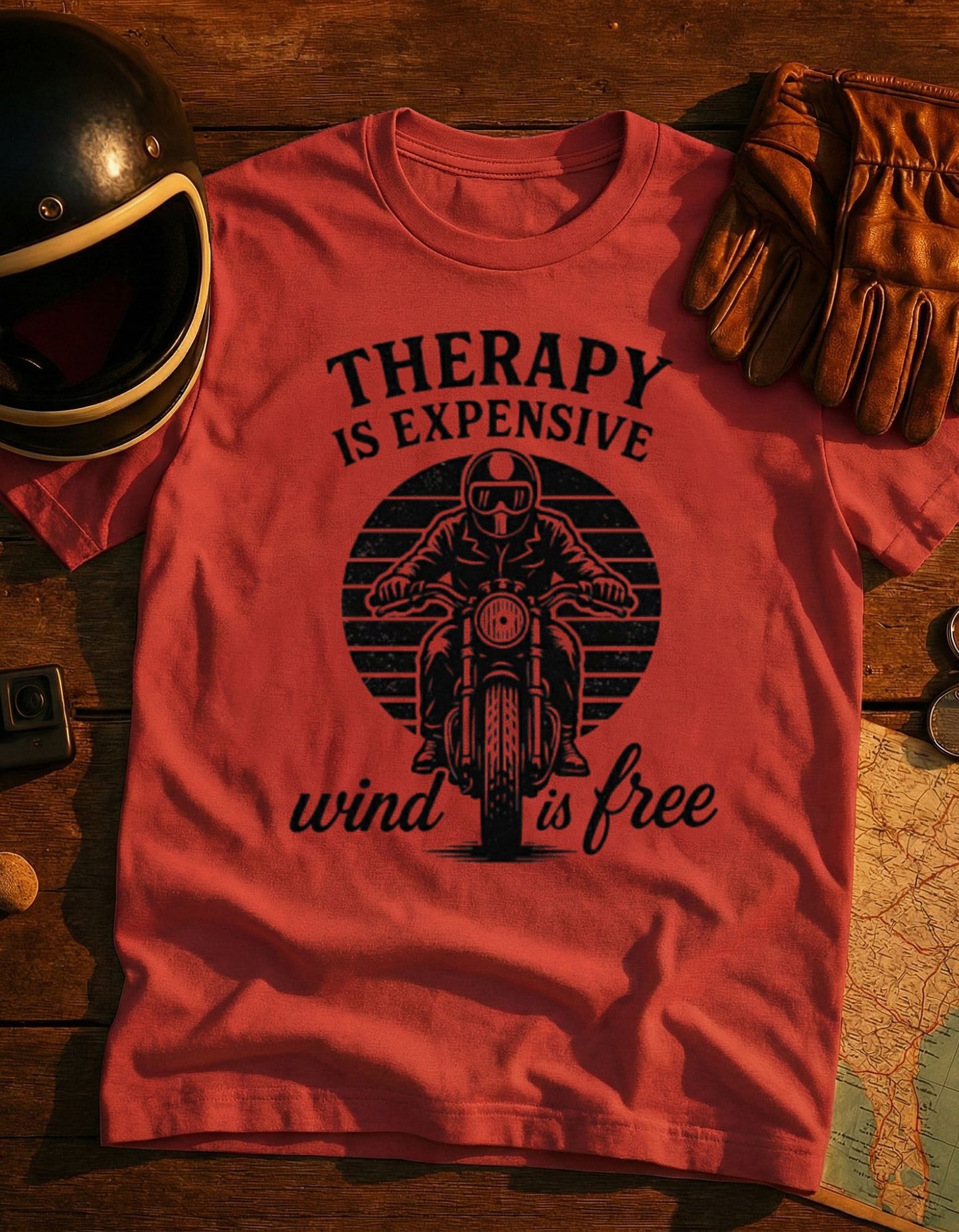 Therapy Is Expensive — Wind Is Free Motorcycle T-Shirt