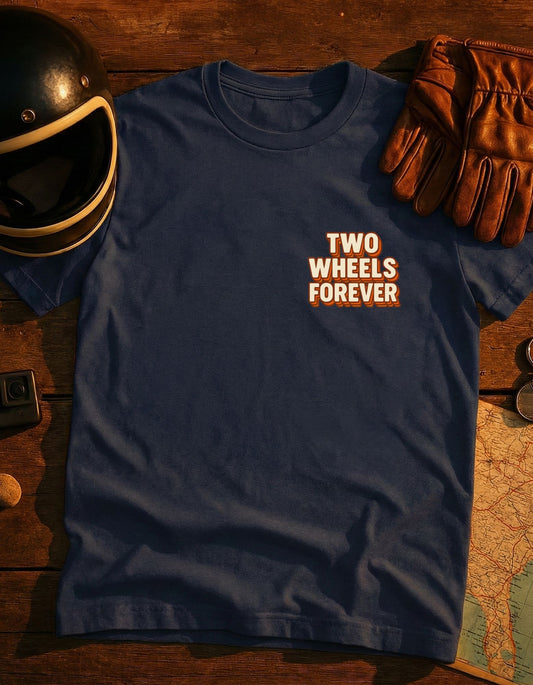 Two Wheels Forever T-Shirt — Vintage Bicycle Motorcycle Tee