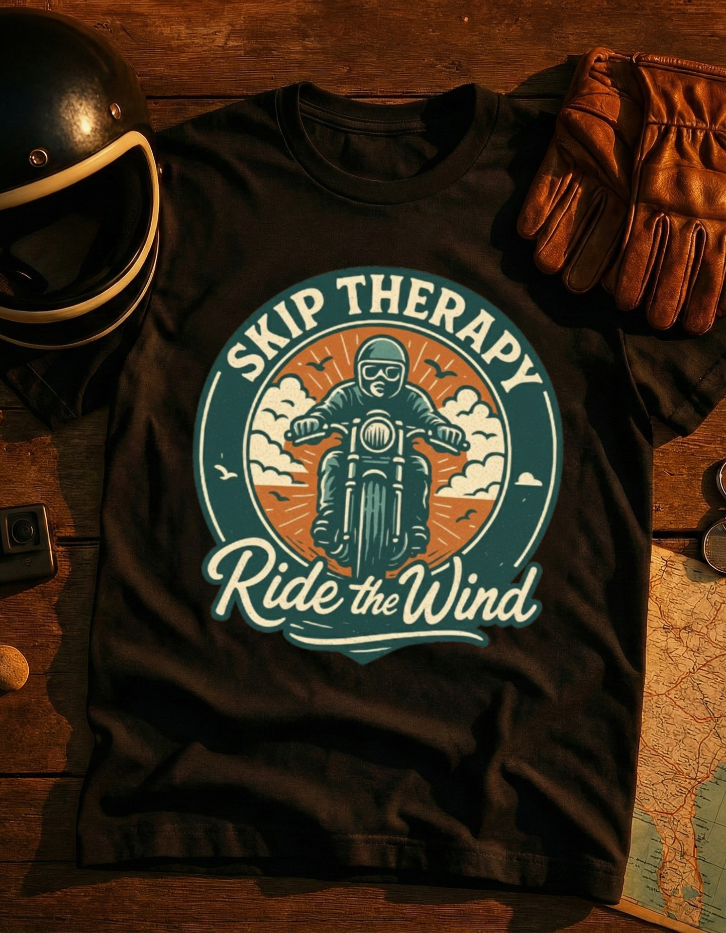 Skip Therapy 'Ride the Wind' Motorcycle T-Shirt