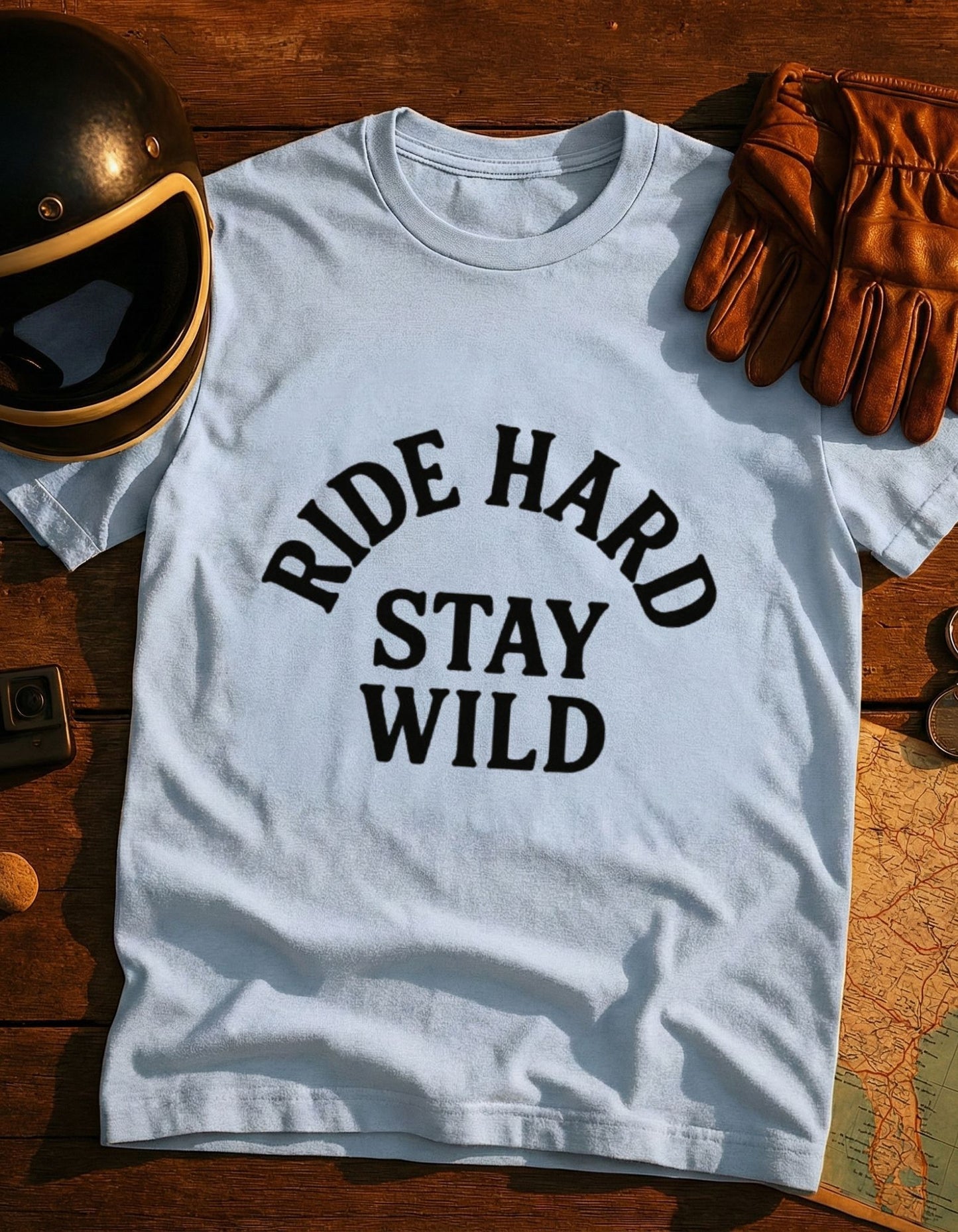 Ride Hard Stay Wild T-Shirt — Vintage Motorcycle Adventure Tee