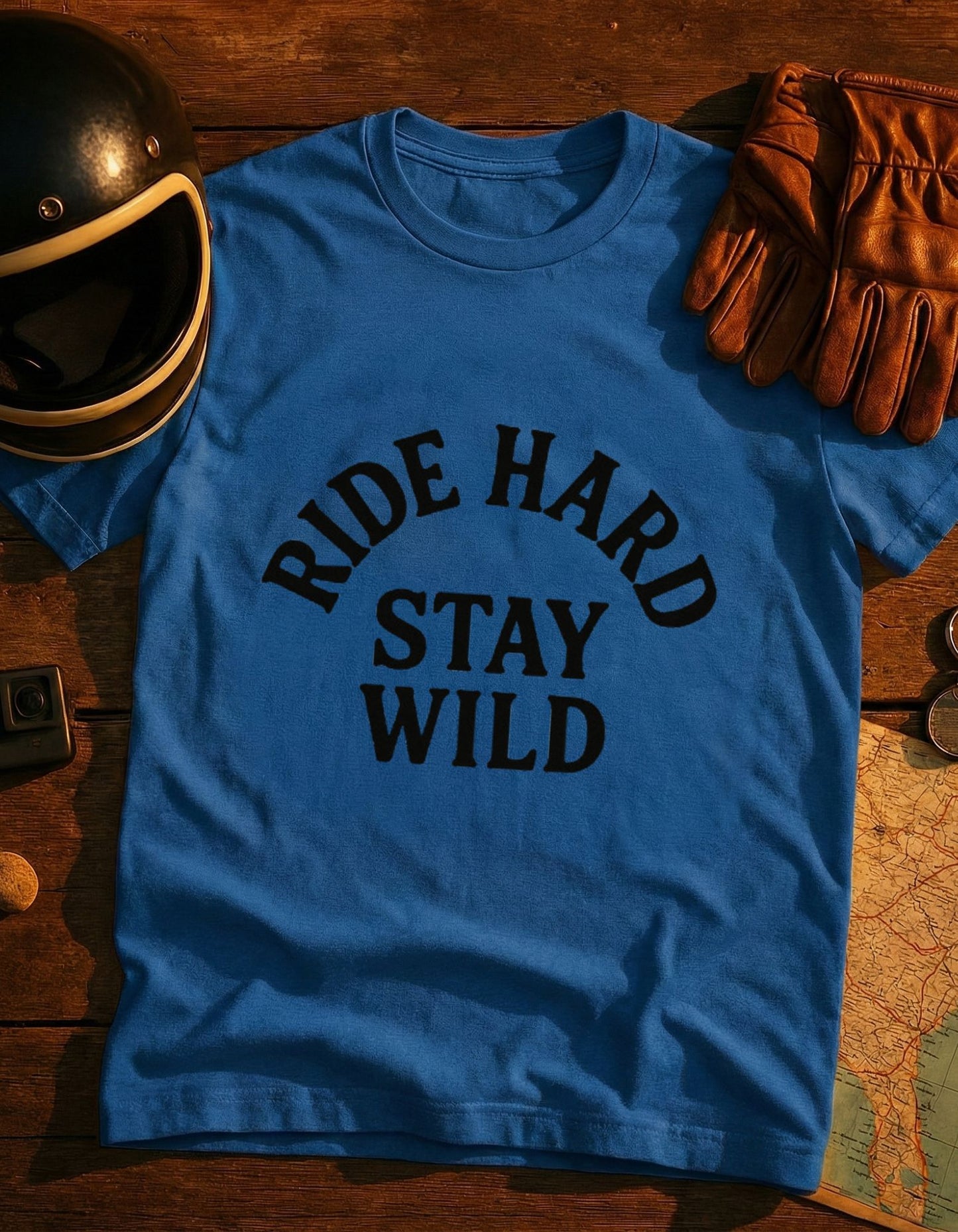 Ride Hard Stay Wild T-Shirt — Vintage Motorcycle Adventure Tee