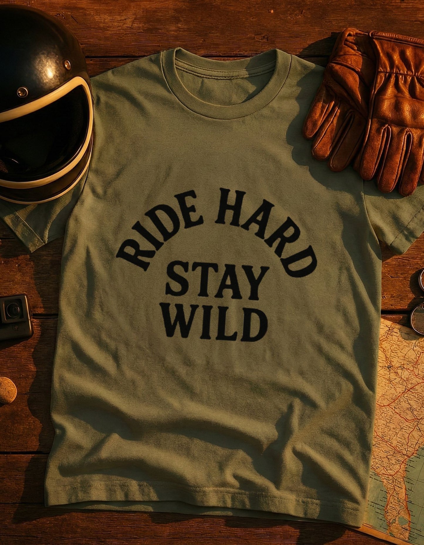 Ride Hard Stay Wild T-Shirt — Vintage Motorcycle Adventure Tee