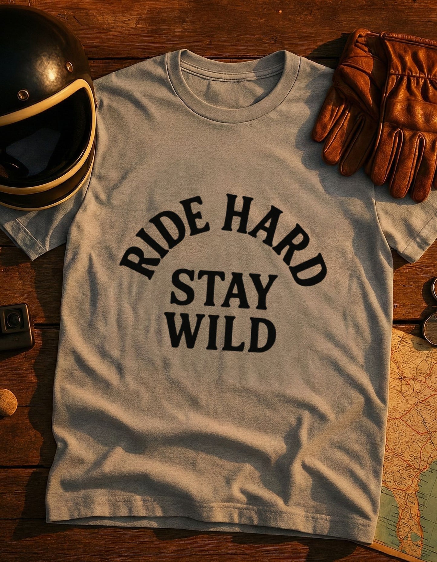 Ride Hard Stay Wild T-Shirt — Vintage Motorcycle Adventure Tee
