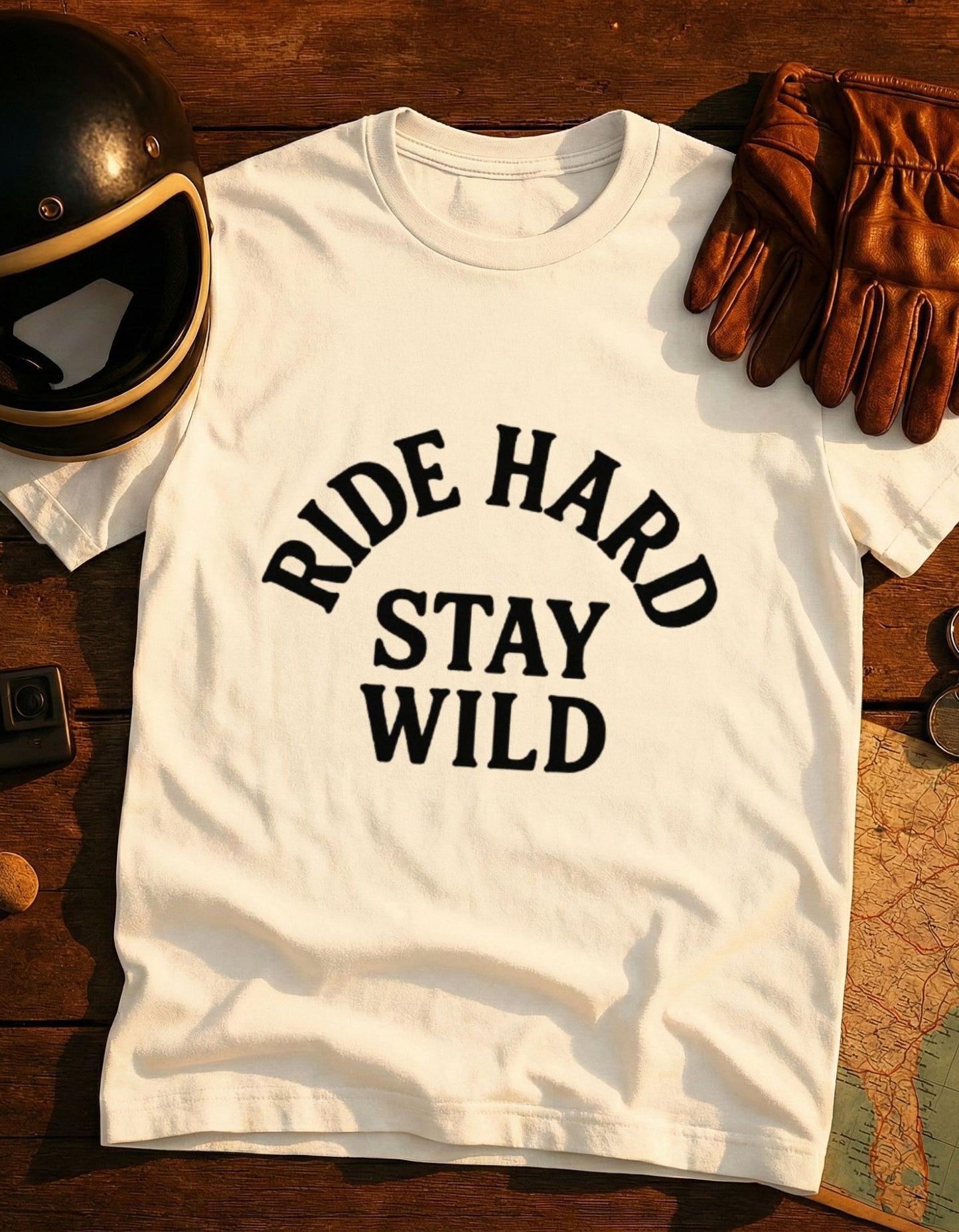Ride Hard Stay Wild T-Shirt — Vintage Motorcycle Adventure Tee