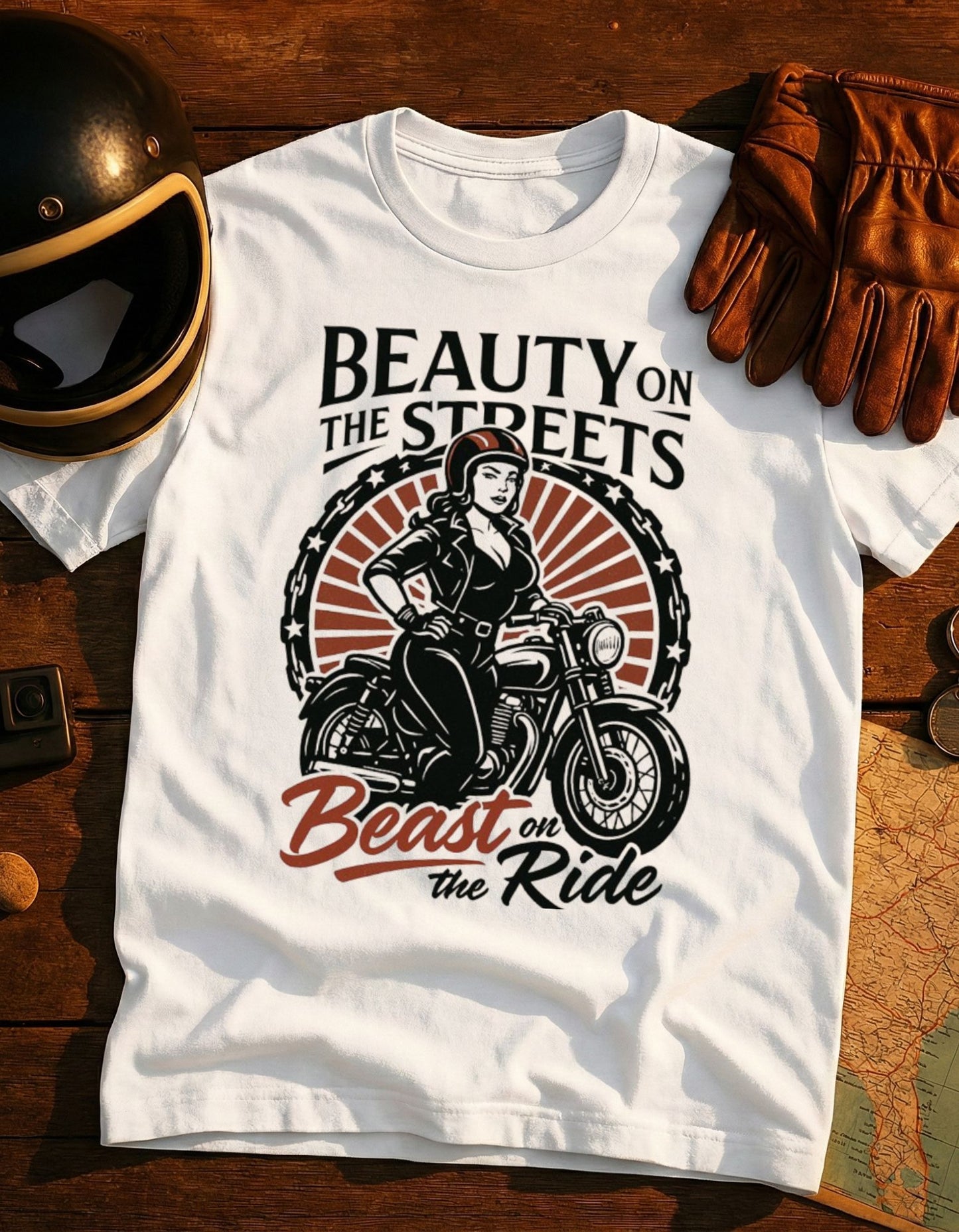Beauty on the Streets — Beast of the Ride Motorcycle T-Shirt
