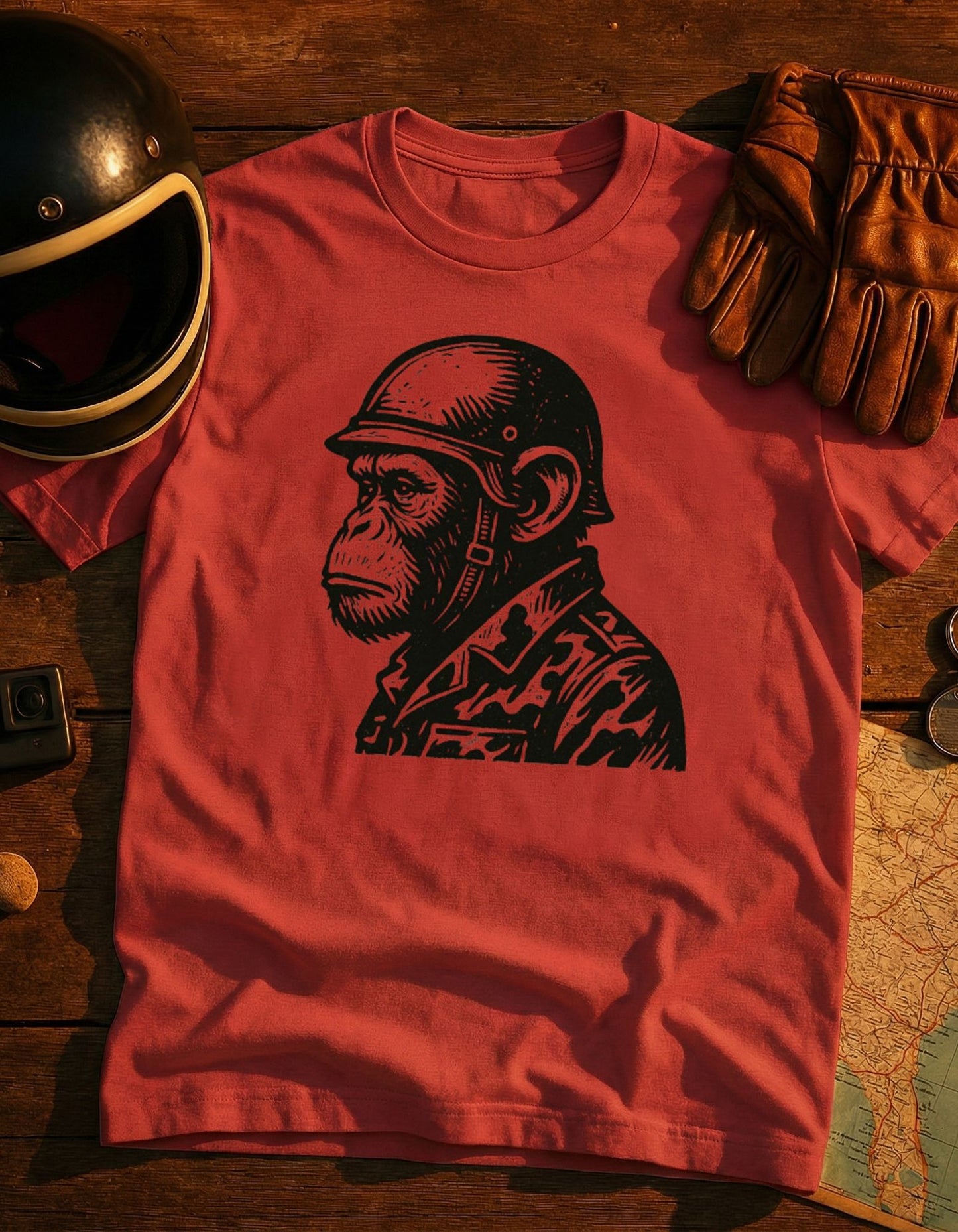 Monkey Soldier T-Shirt — Vintage Helmeted Ape Illustration Tee