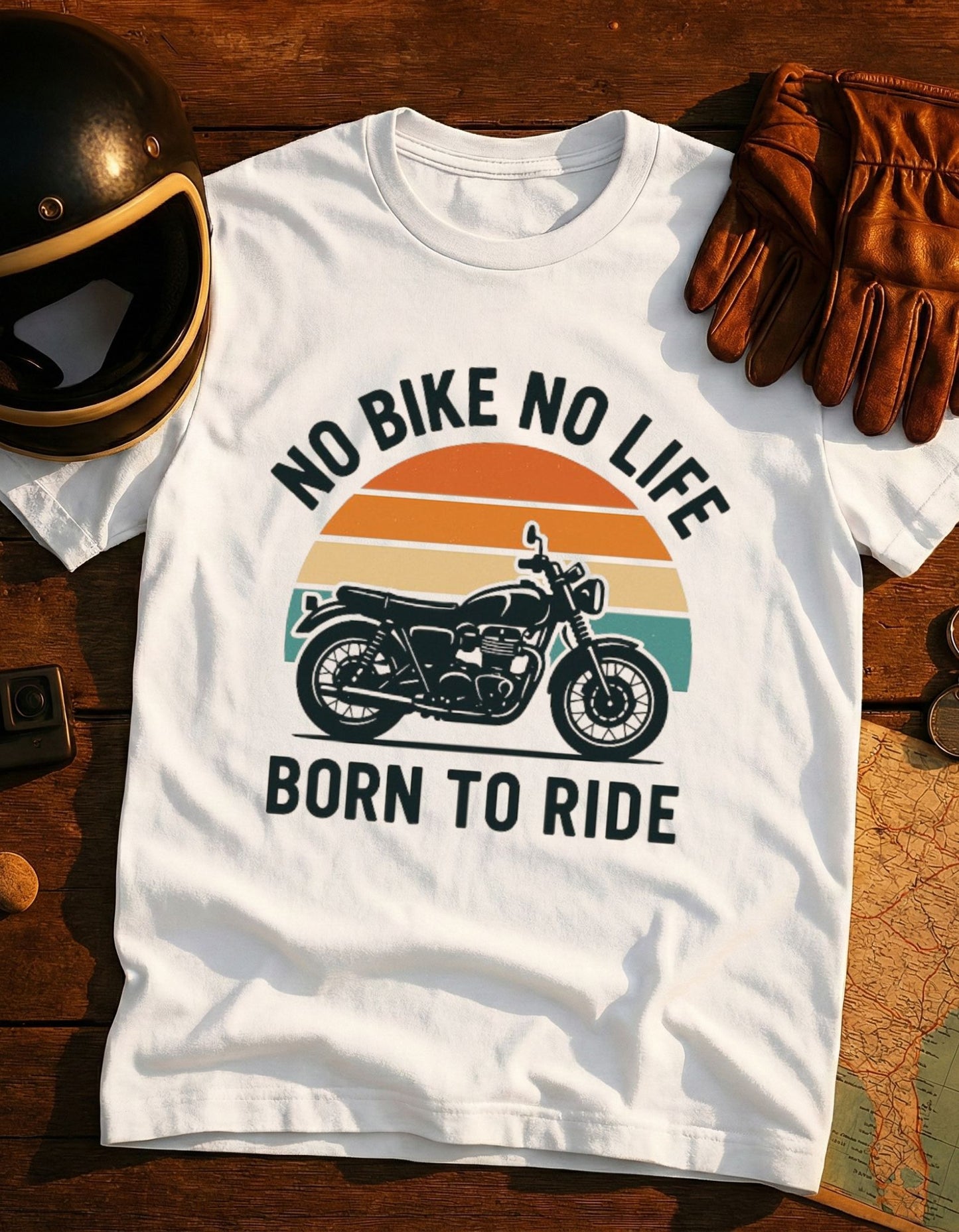 Born to Ride Motorcycle T-Shirt — "No Bike No Life" Retro Vintage Tee