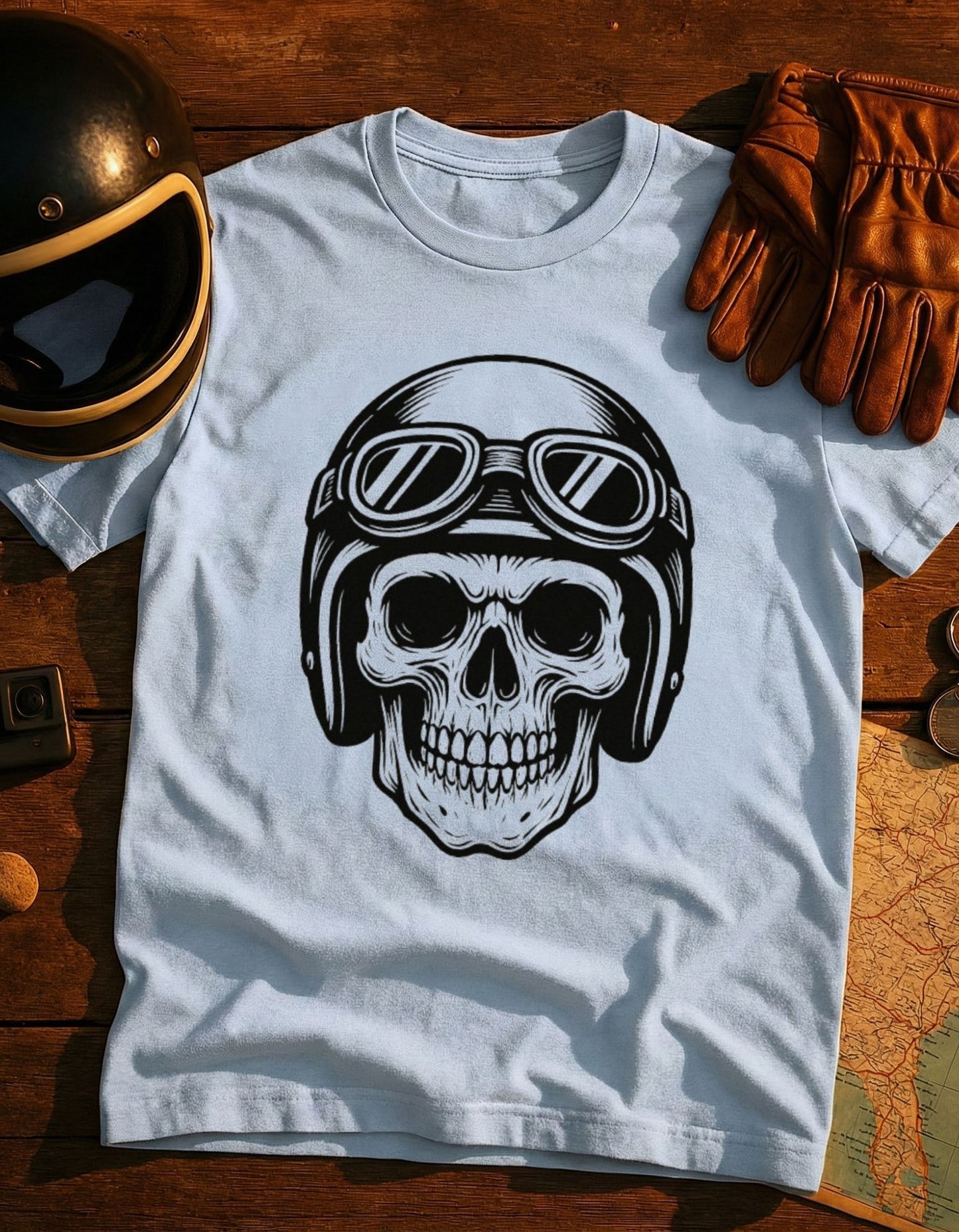 Skull Biker Helmet T-Shirt