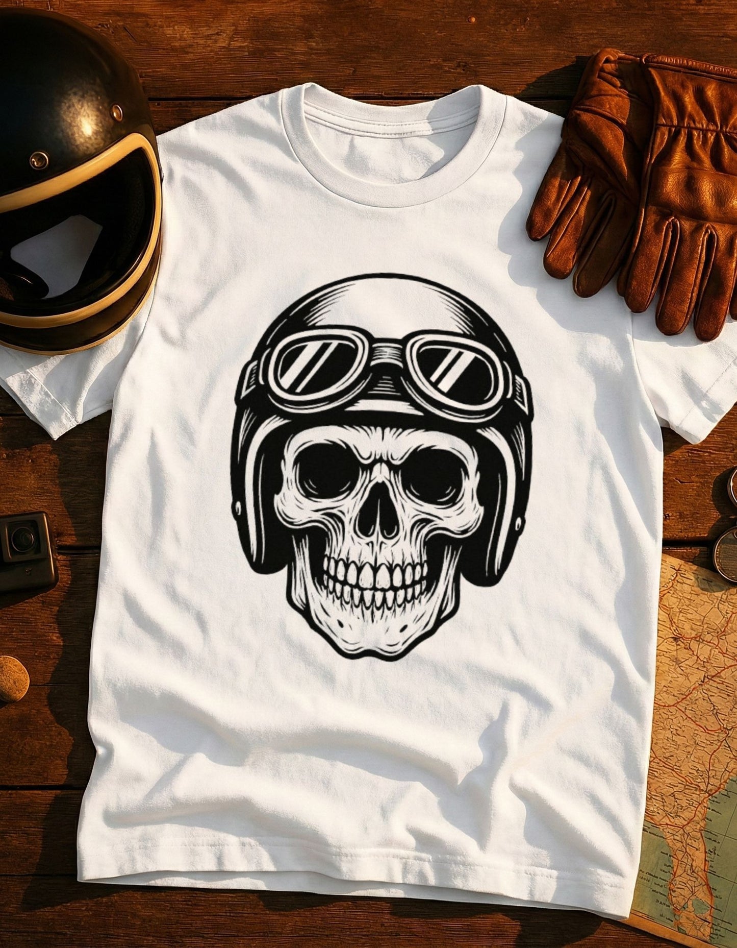 Skull Biker Helmet T-Shirt