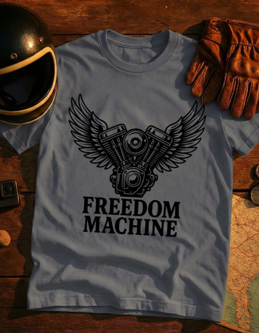 Freedom Machine Motorcycle Engine Tee — Vintage Biker T-Shirt