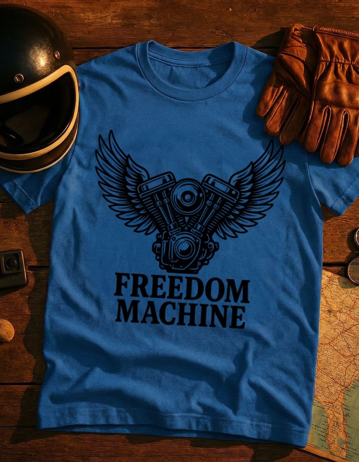 Freedom Machine Motorcycle Engine Tee — Vintage Biker T-Shirt