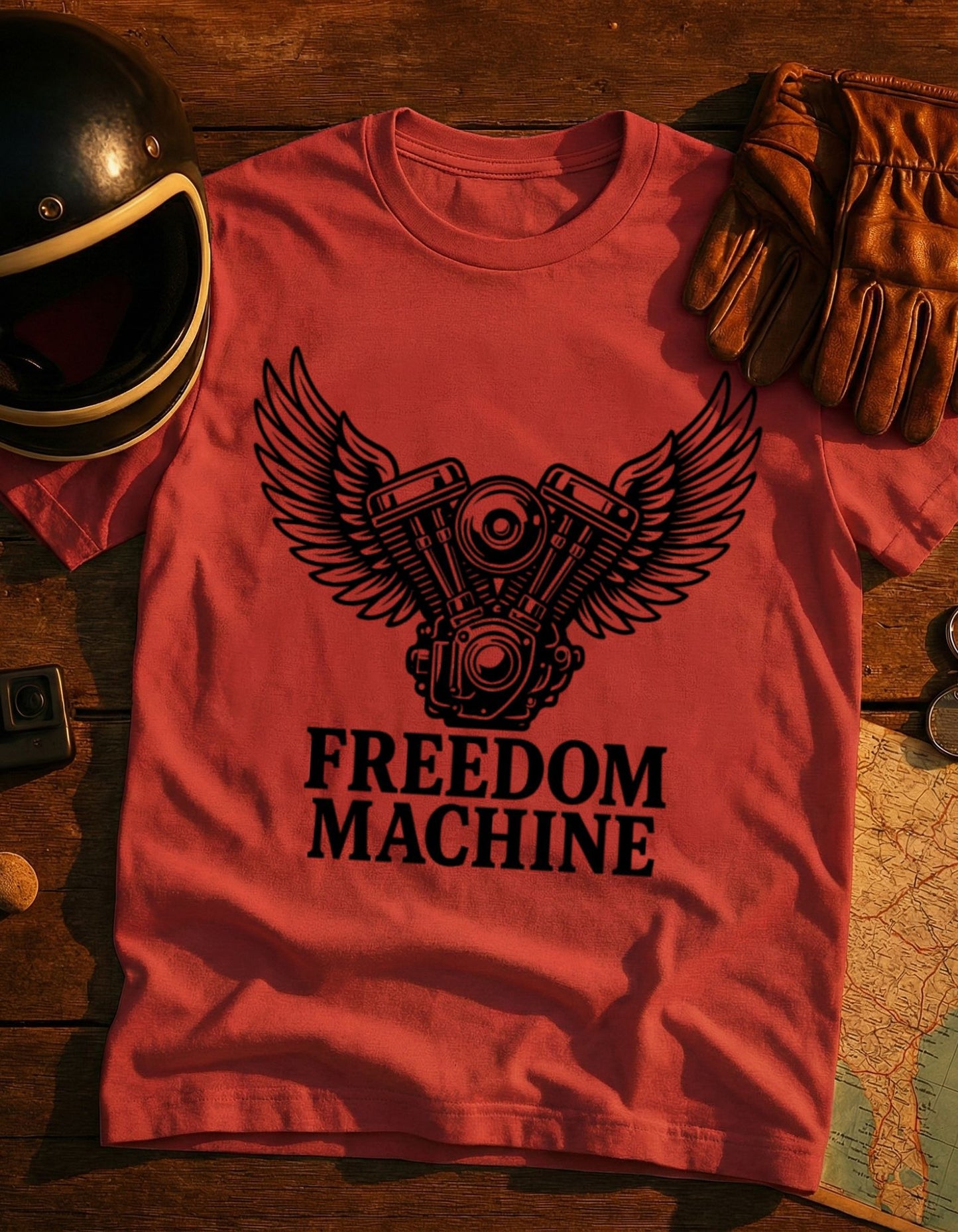 Freedom Machine Motorcycle Engine Tee — Vintage Biker T-Shirt