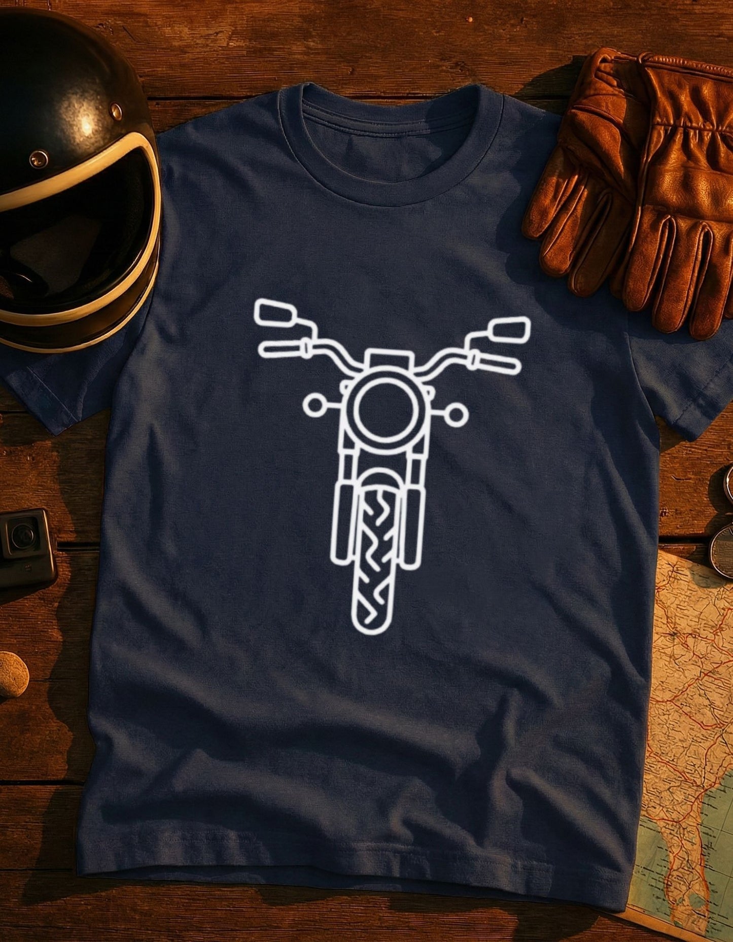 Motorcycle Front Outline T-Shirt — Minimal Biker Tee