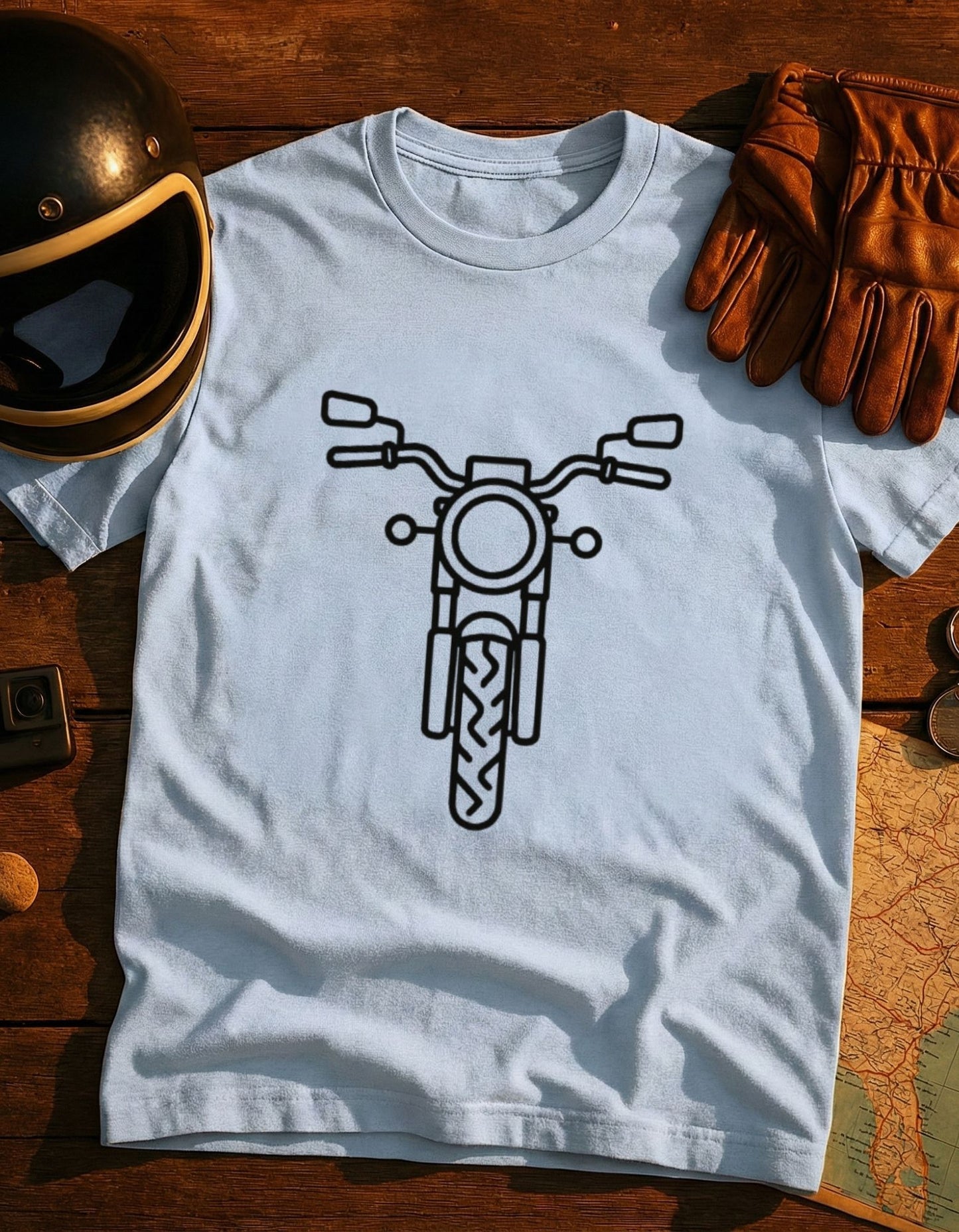 Motorcycle Front Outline T-Shirt — Minimal Biker Tee