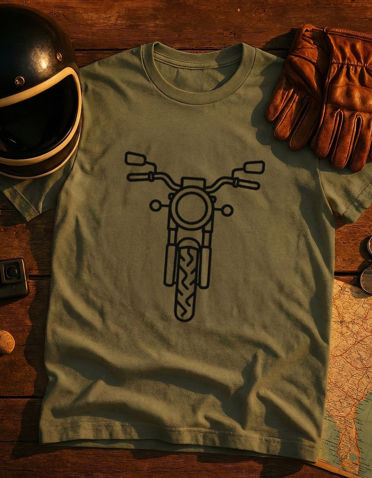 Motorcycle Front Outline T-Shirt — Minimal Biker Tee
