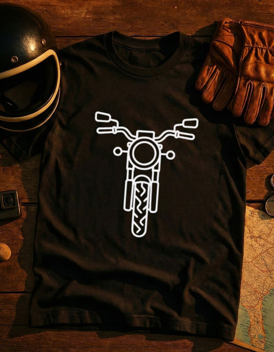 Motorcycle Front Outline T-Shirt — Minimal Biker Tee